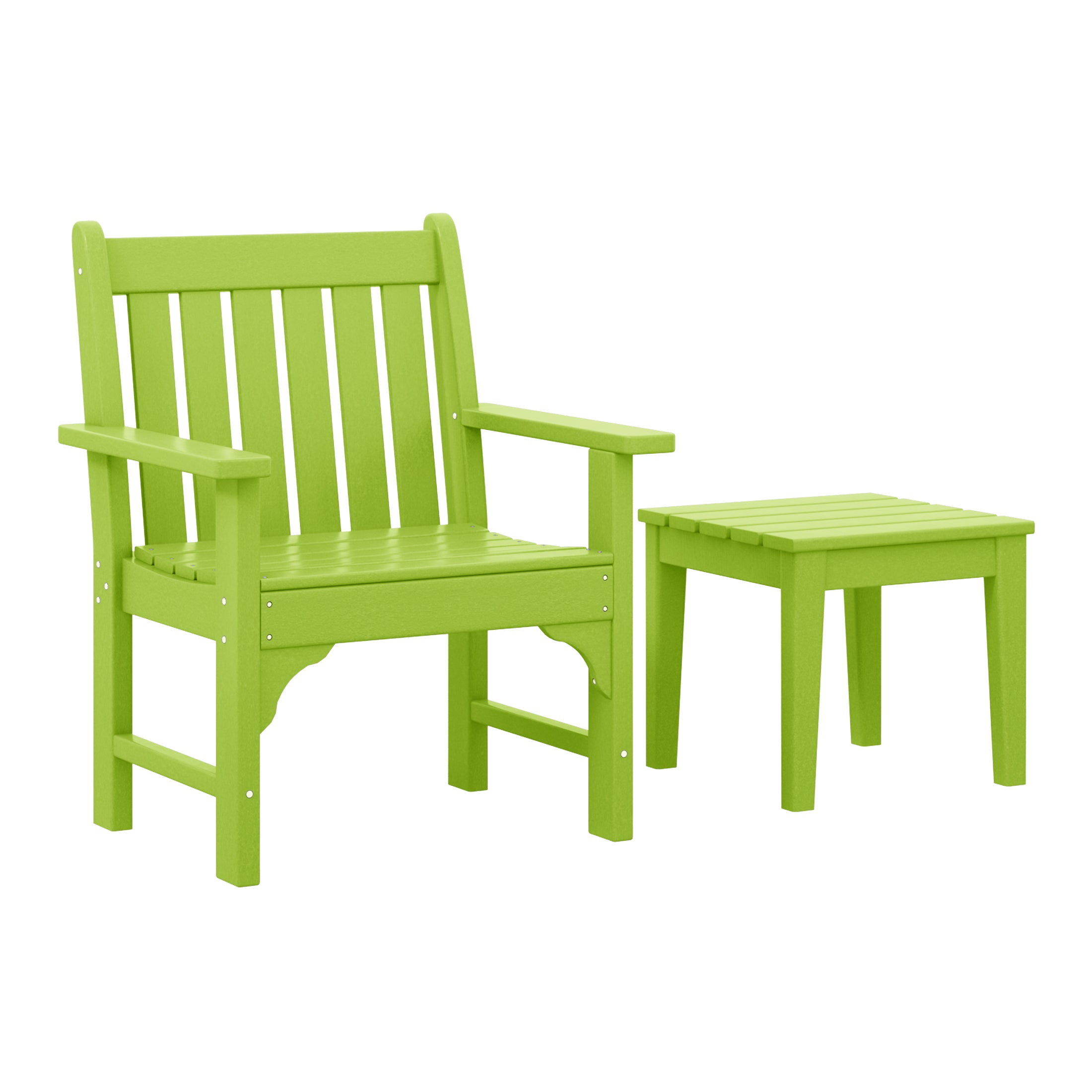 Paradise Outdoor Patio 2-Piece HDPE Adirondack Garden Chair with Square Adirondack Side Table Set