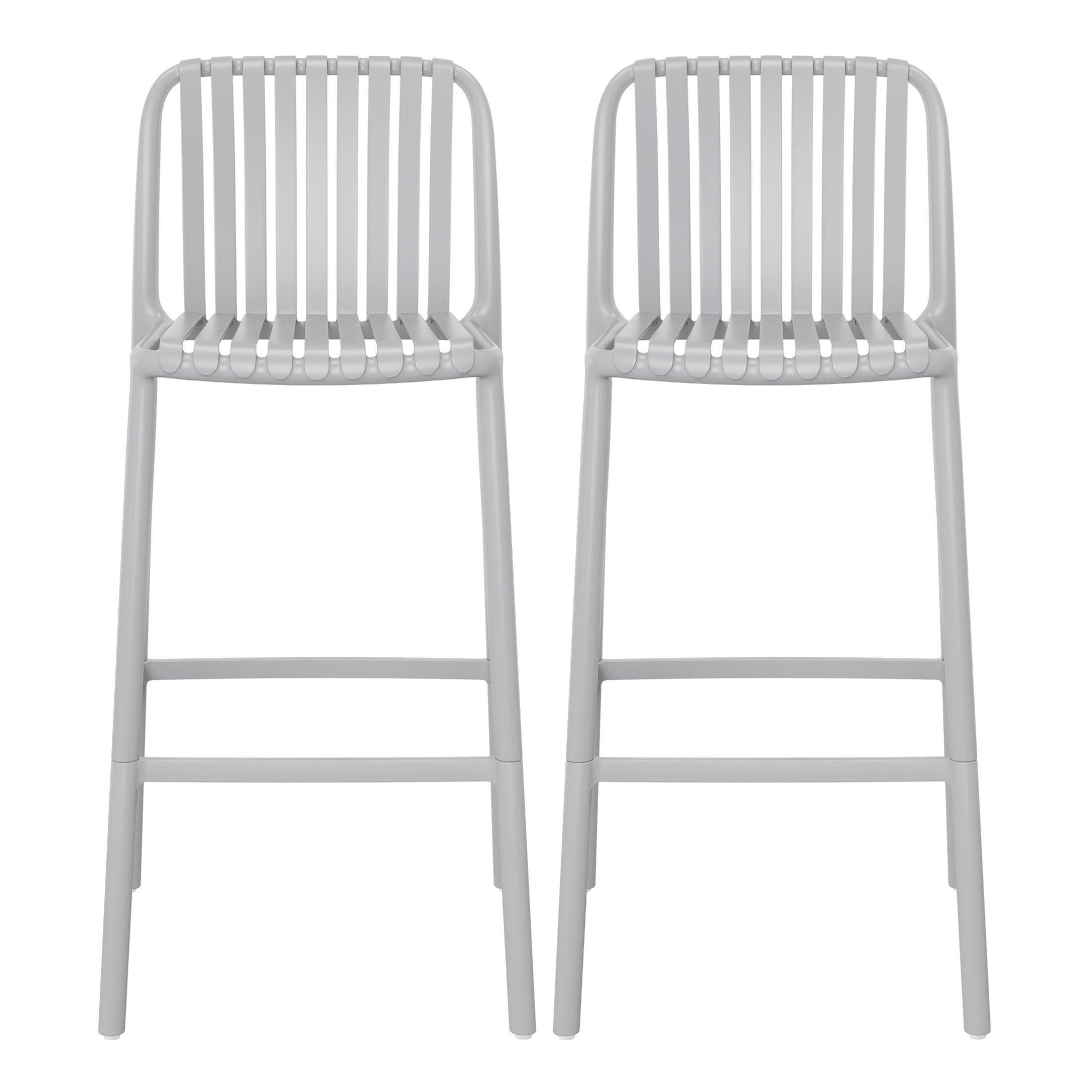 Sunshine 29.5" Outdoor Modern Polypropylene Plastic Patio Bar Height Stools (Set of 2)