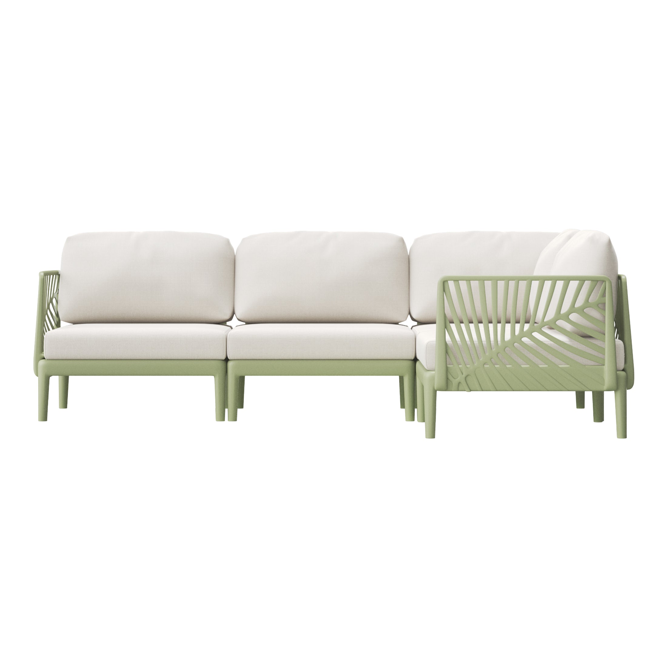Sunshine Modern 4-Piece Polypropylene Resin Modular L Shaped Patio Furniture Sectional