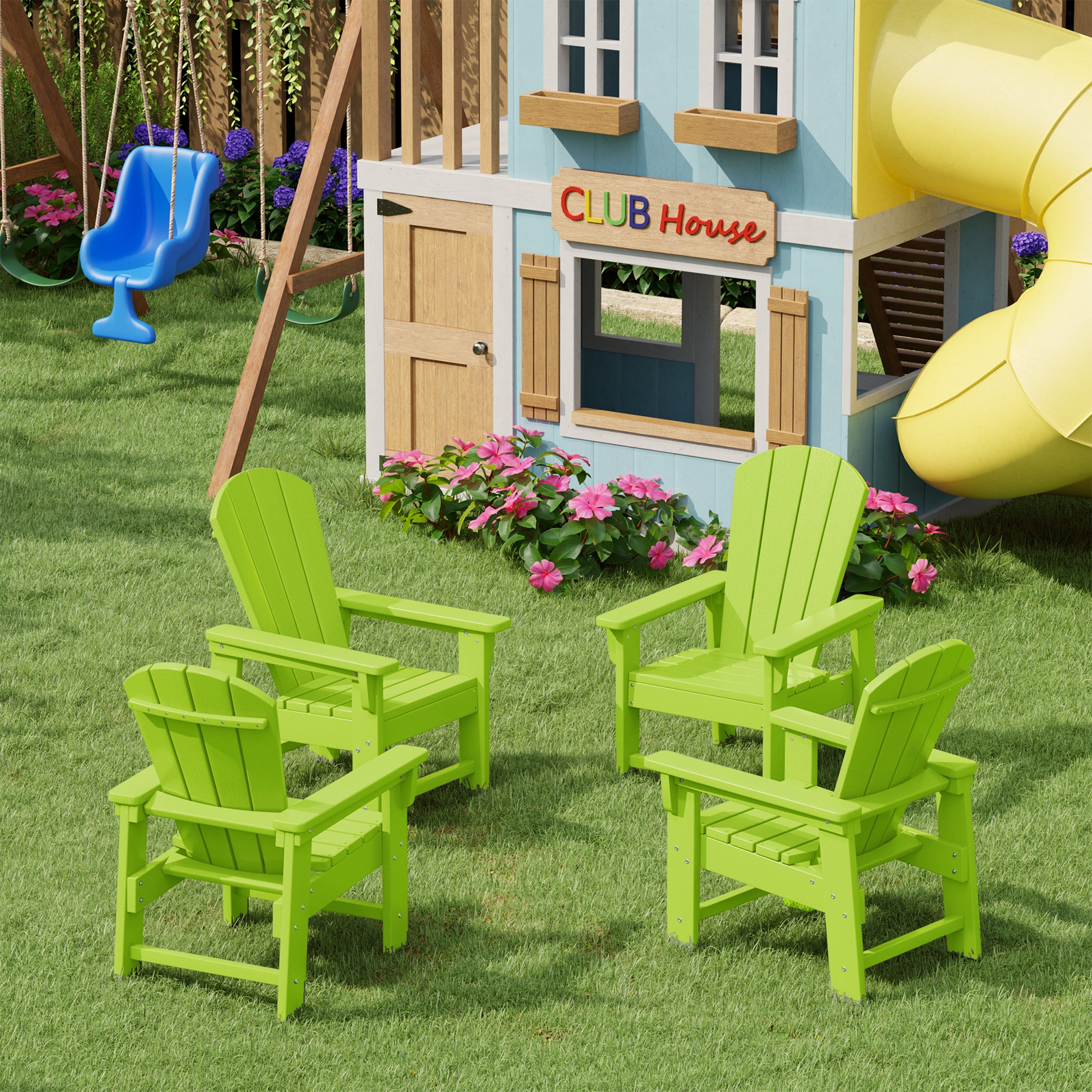 Paradise Kids Outdoor Adirondack Plastic Patio Chair (Set of 4)