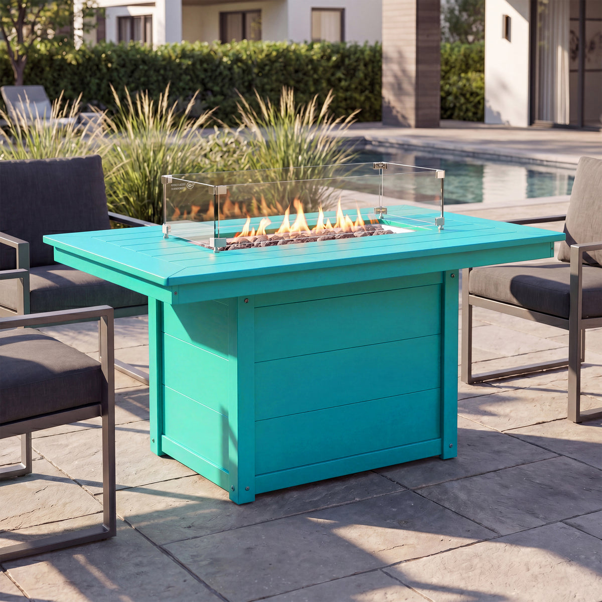 Sol 46" Modern Outdoor 55,000 BTU Patio Gas Propane Rectangle Deck Fire Pit Table