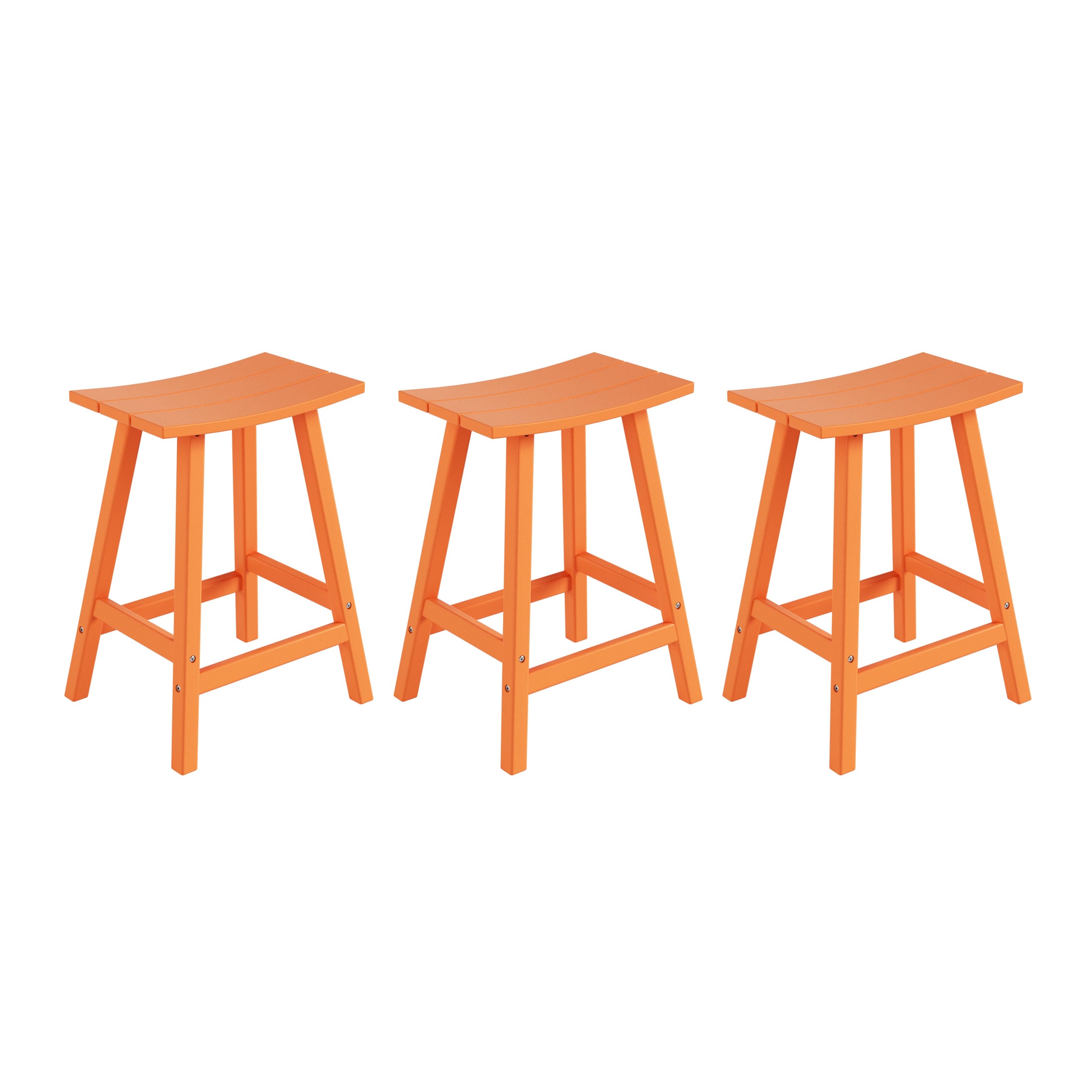 Paradise 24 Inch Counter High Saddle Stools (Set of 3)