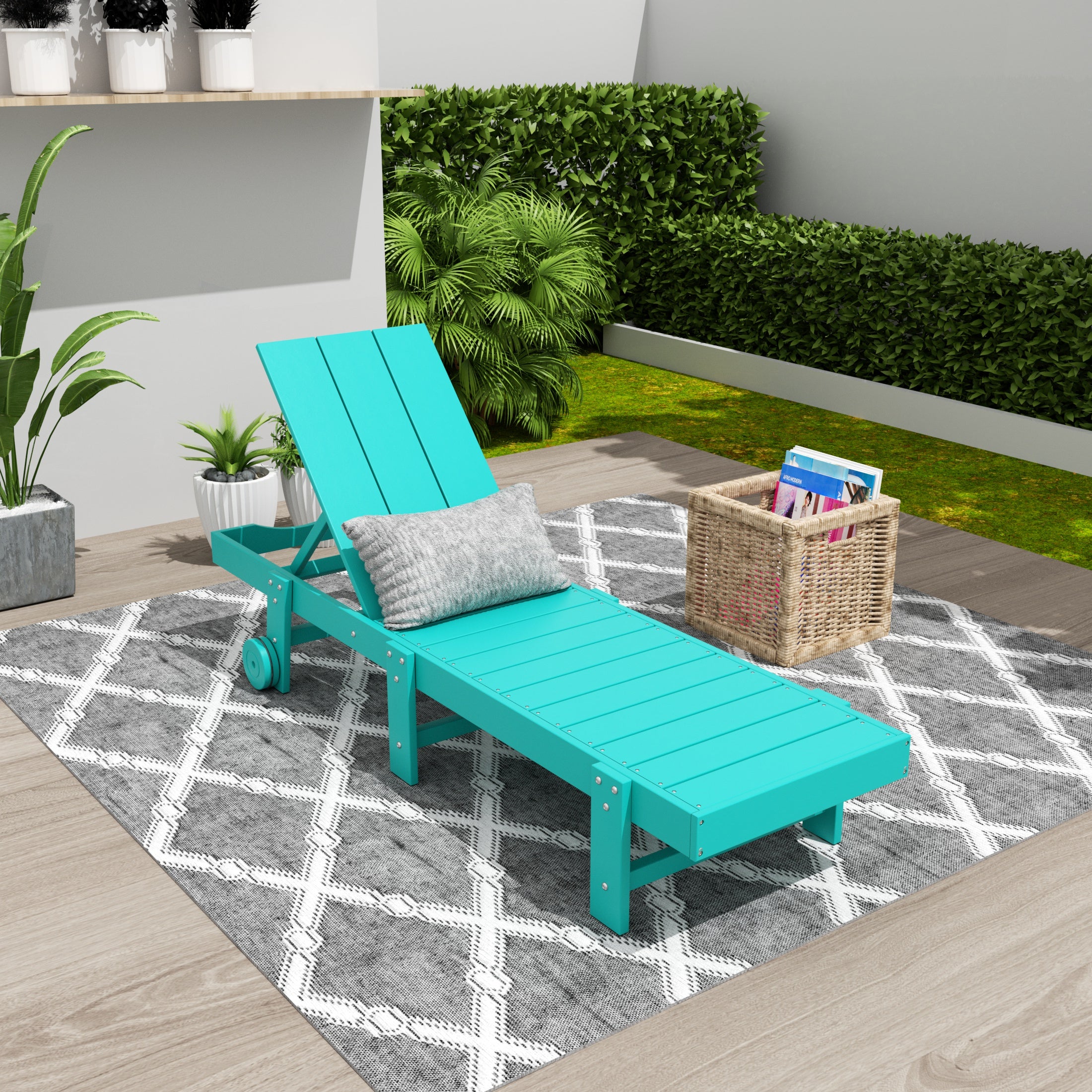 Palms Modern Poly Reclining Chaise Lounge With Wheels