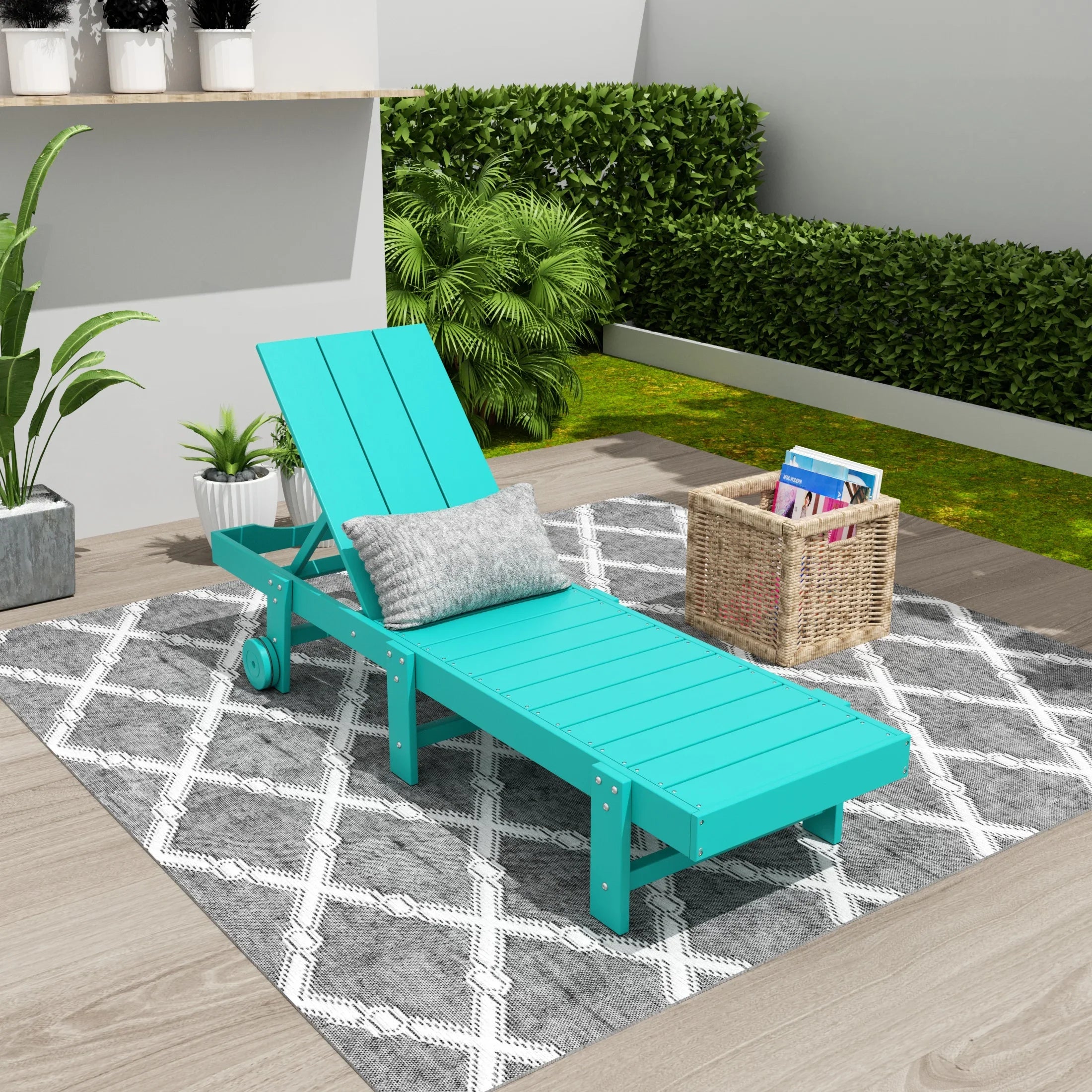Palms Modern Poly Reclining Chaise Lounge With Wheels