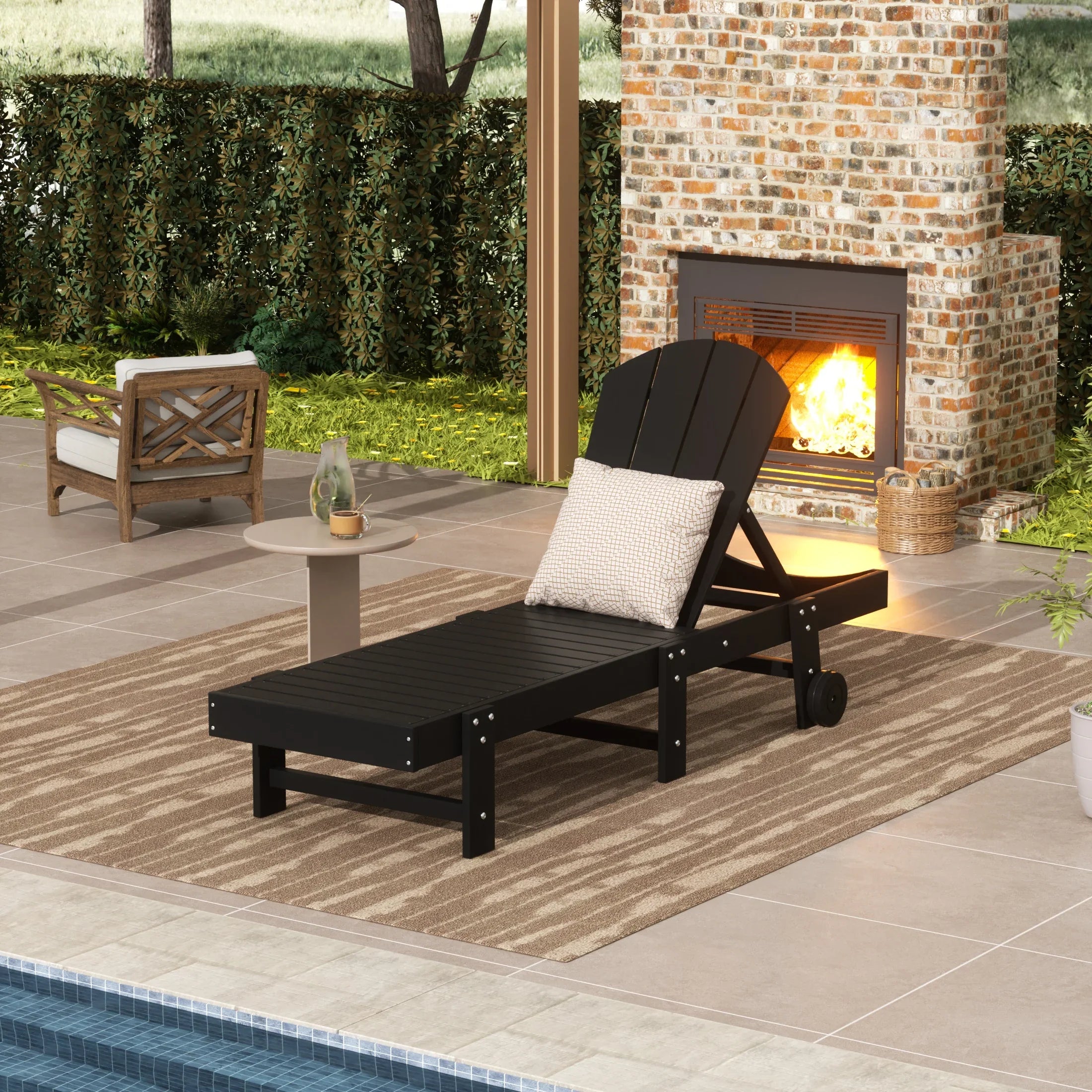Paradise Adirondack Poly Reclining Chaise Lounge With Wheels