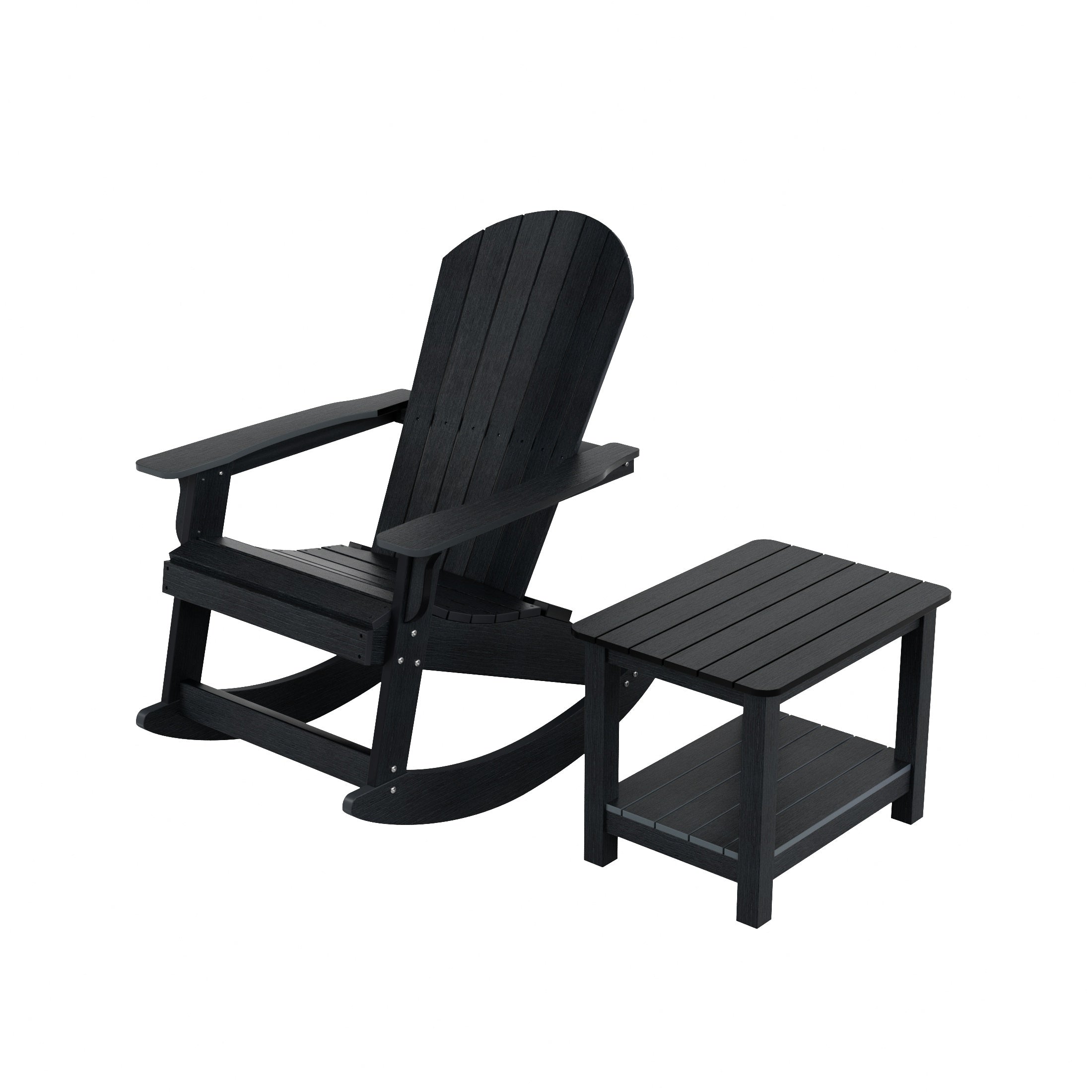 Florence 2-Piece HIPS Outdoor Rocking Adirondack Chair With Side Table