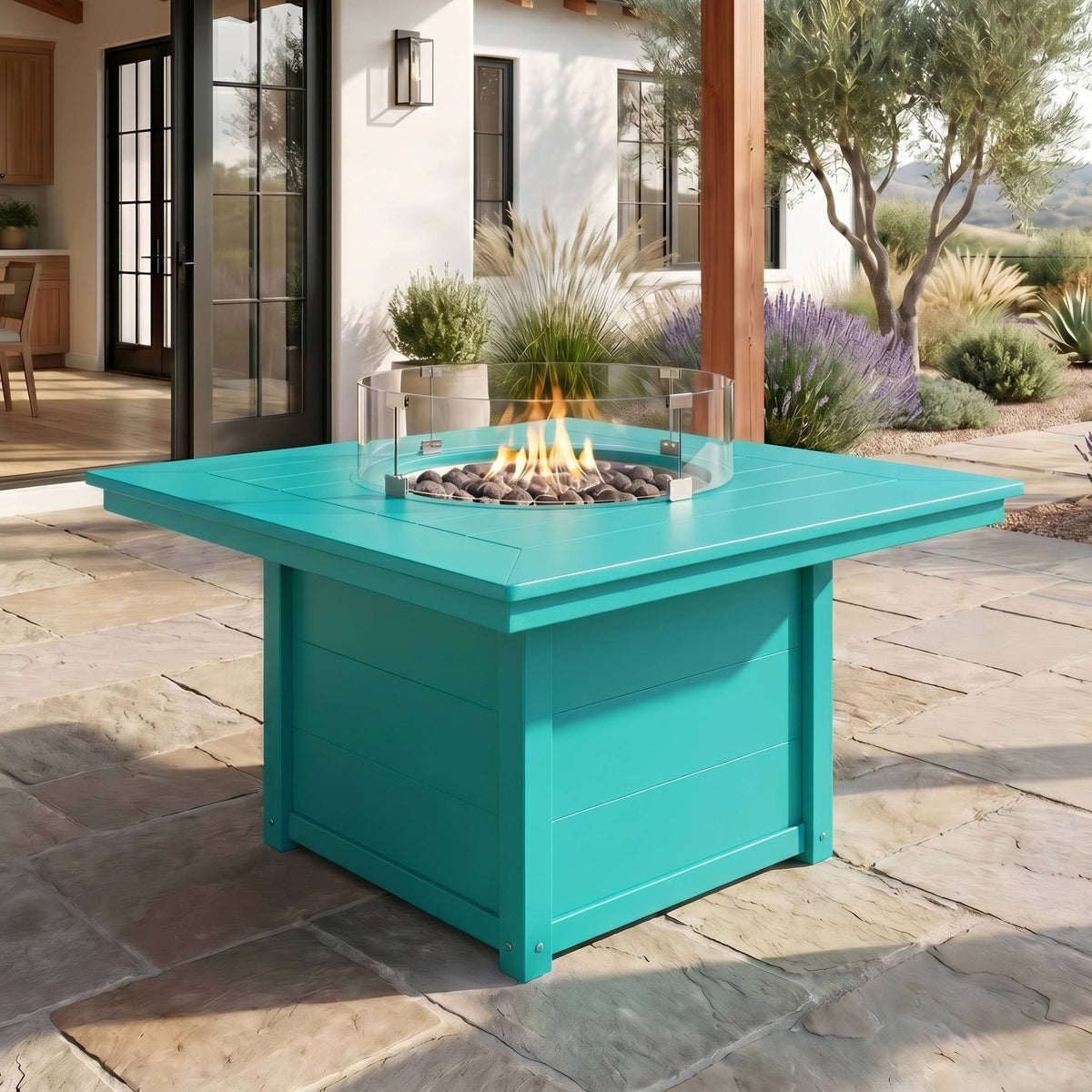 Sol 42" Modern Outdoor Patio Propane Square Fire Pit Table