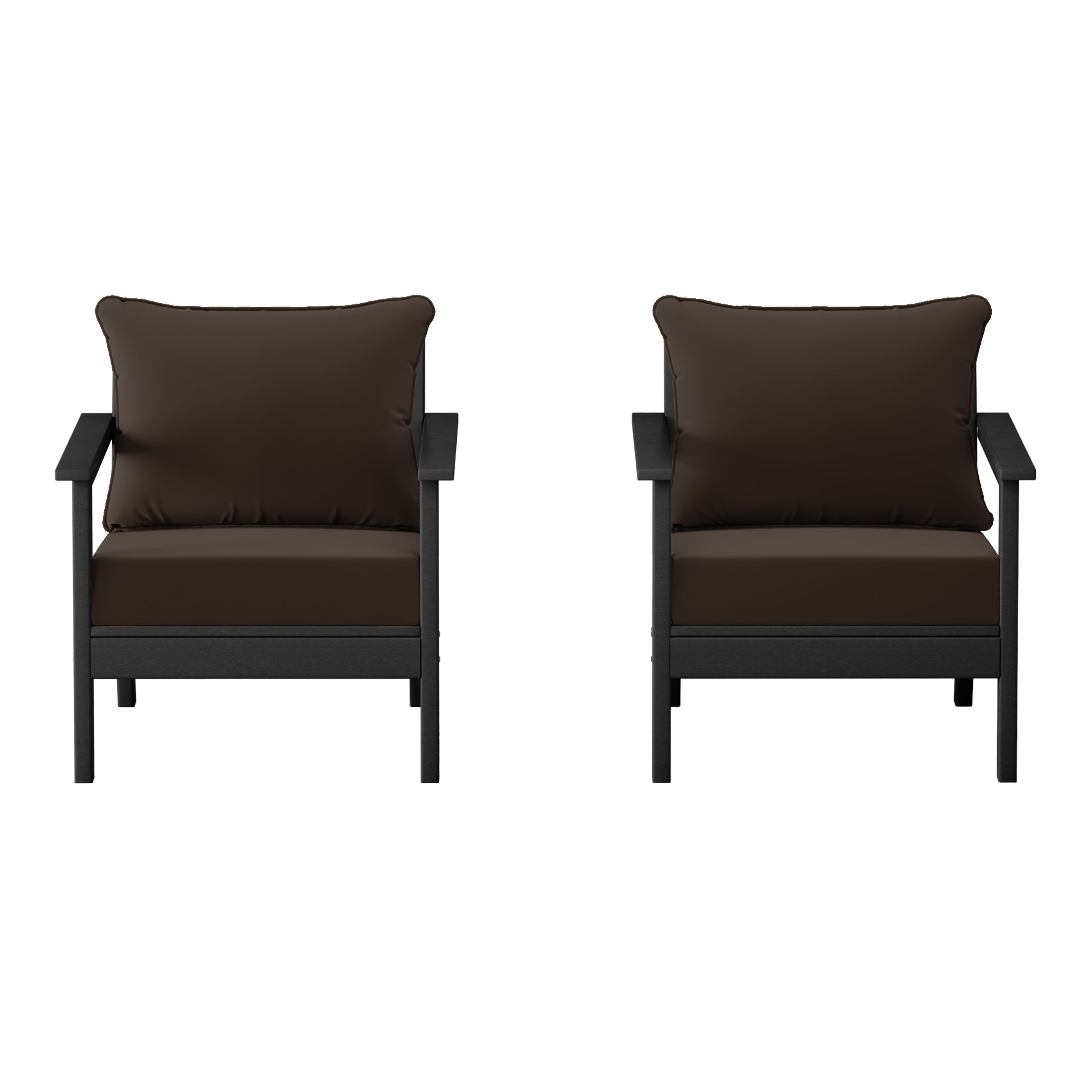 Portsmouth Outdoor Modern HDPE Patio Club Chairs with Deep Seat Cushions (Set of 2)
