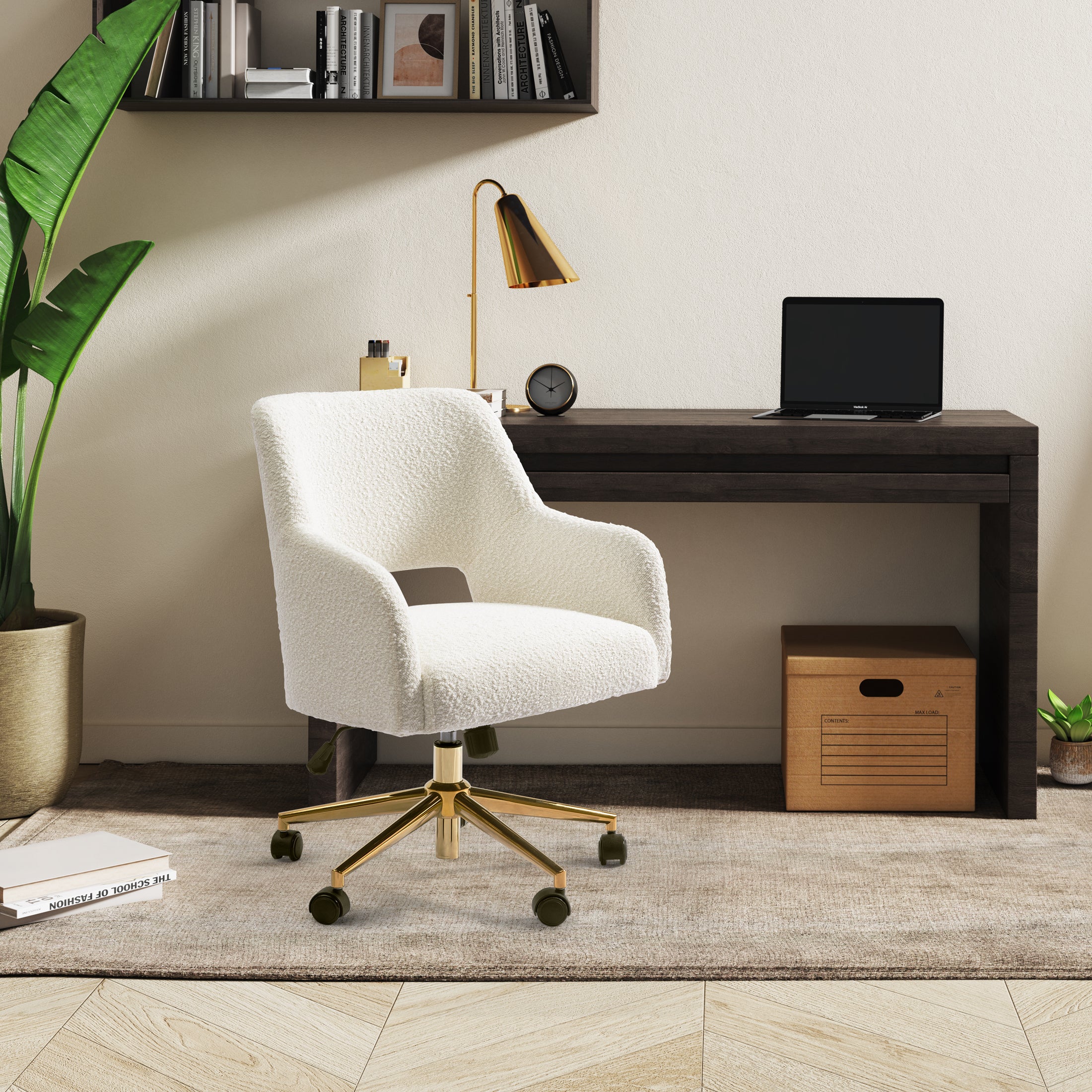 Amélie Mid-Century Modern Swivel Office Vanity Chair with Wheels