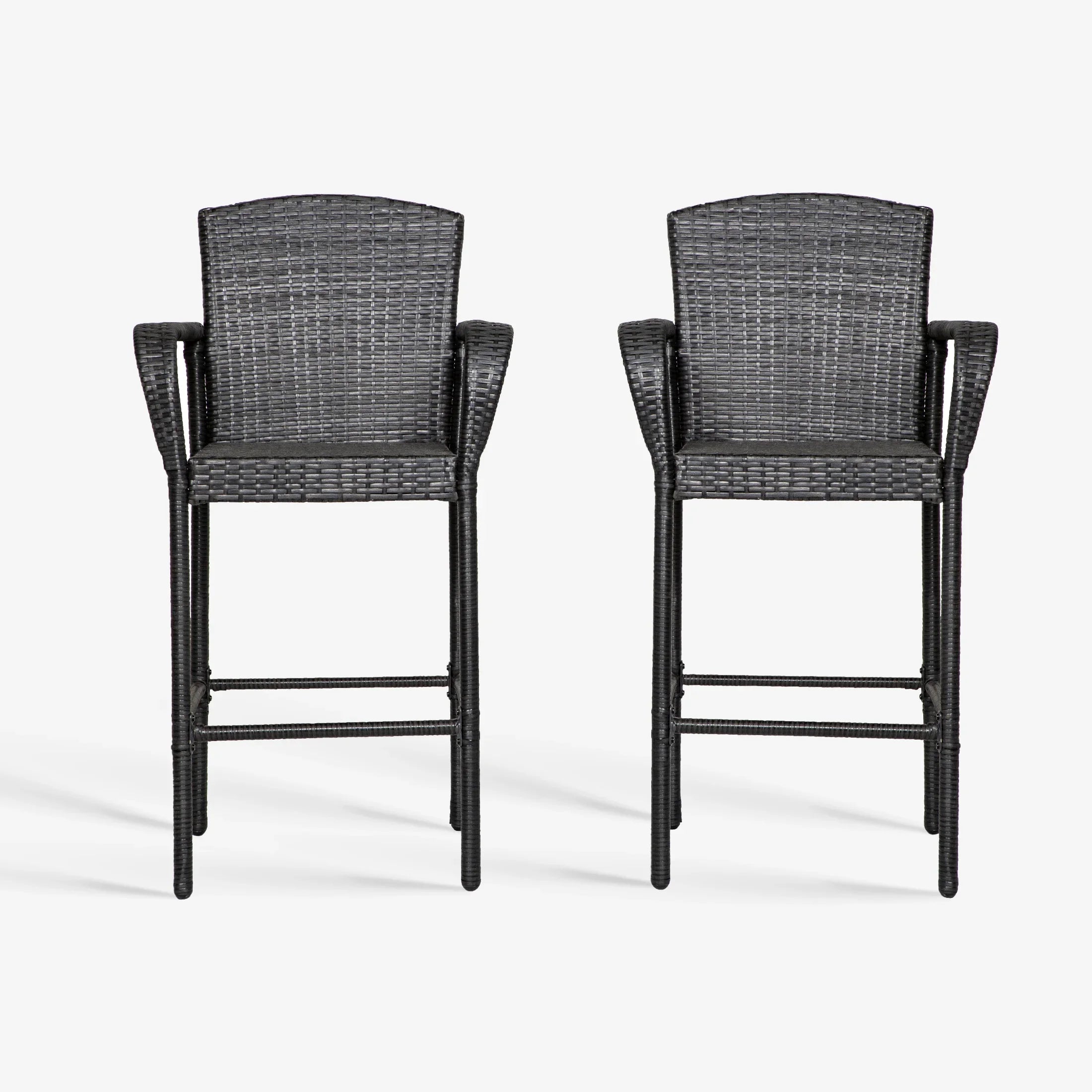 Estela 2 piece set of 47" height all weather outdoor wicker rattan Bar stools