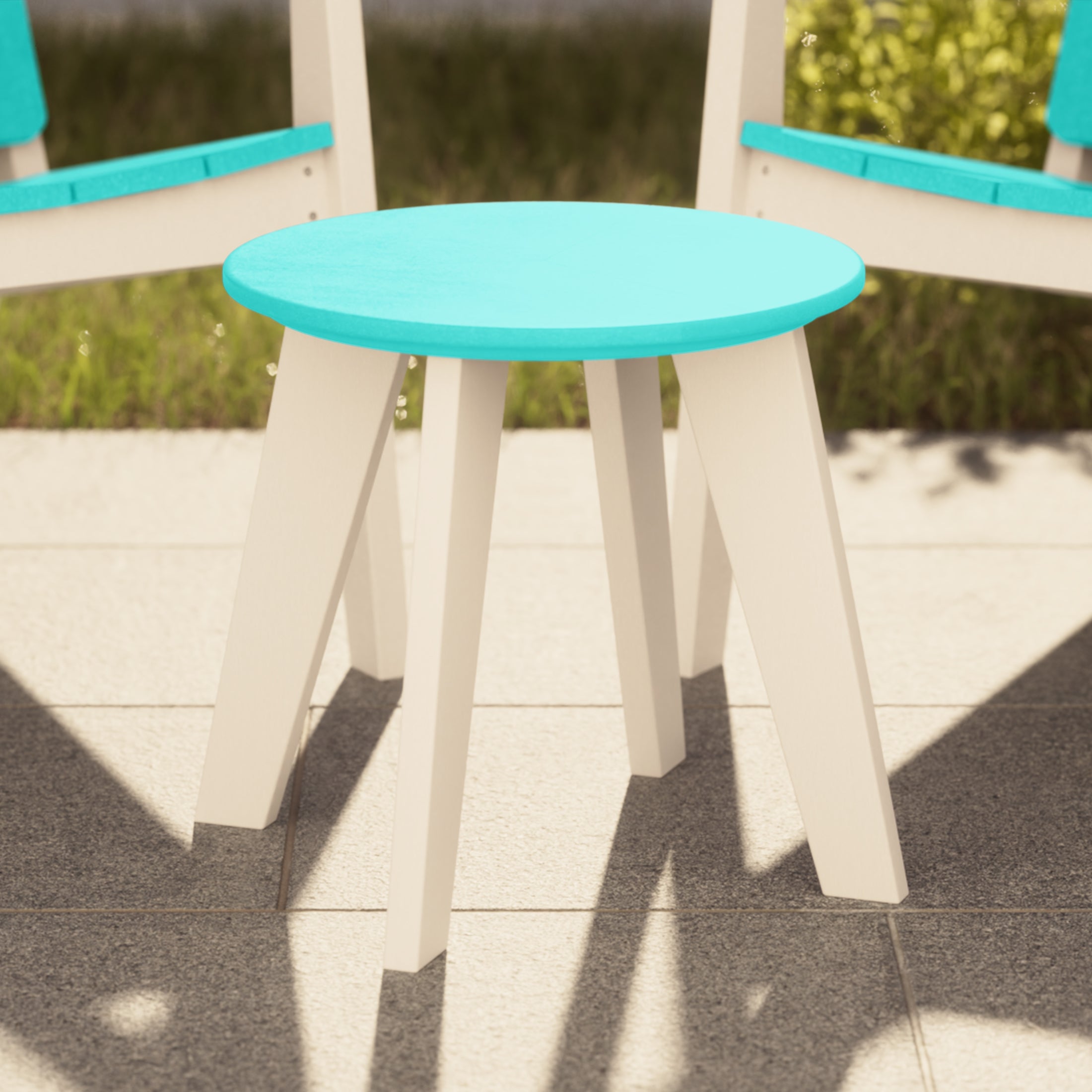 Seaside HDPE Plastic Outdoor Round Adirondack Patio Side Table