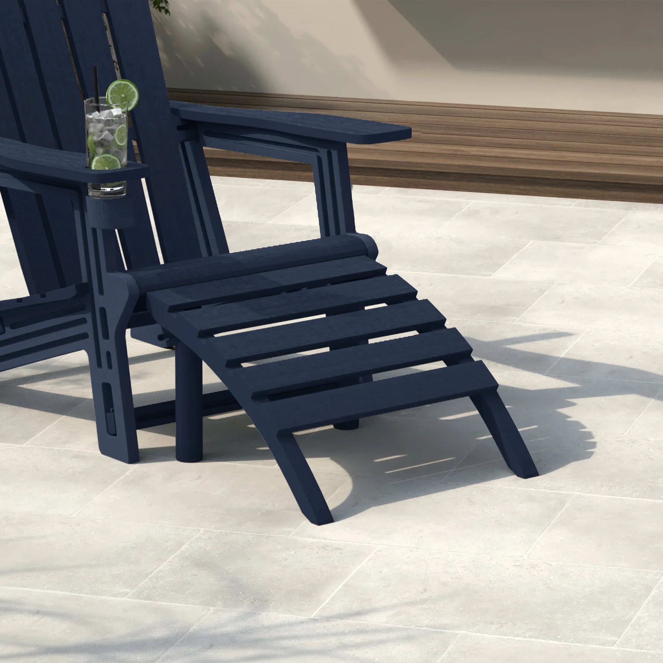Cayman Outdoor Patio HDPE Adirondack Ottoman Footrest