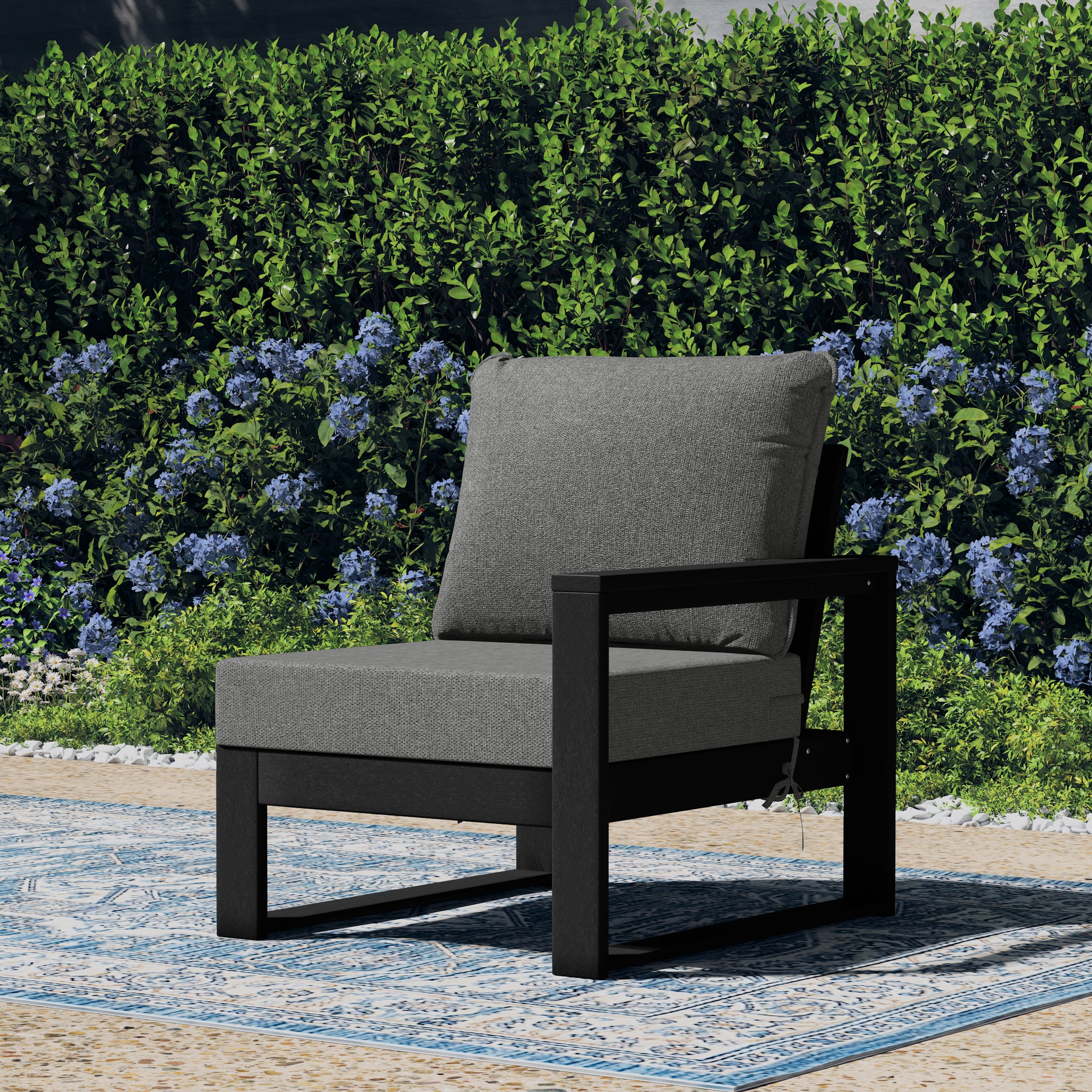 Rockaway Outdoor Patio HDPE Right Arm Facing Sectional Corner Chair with Patio Cushions