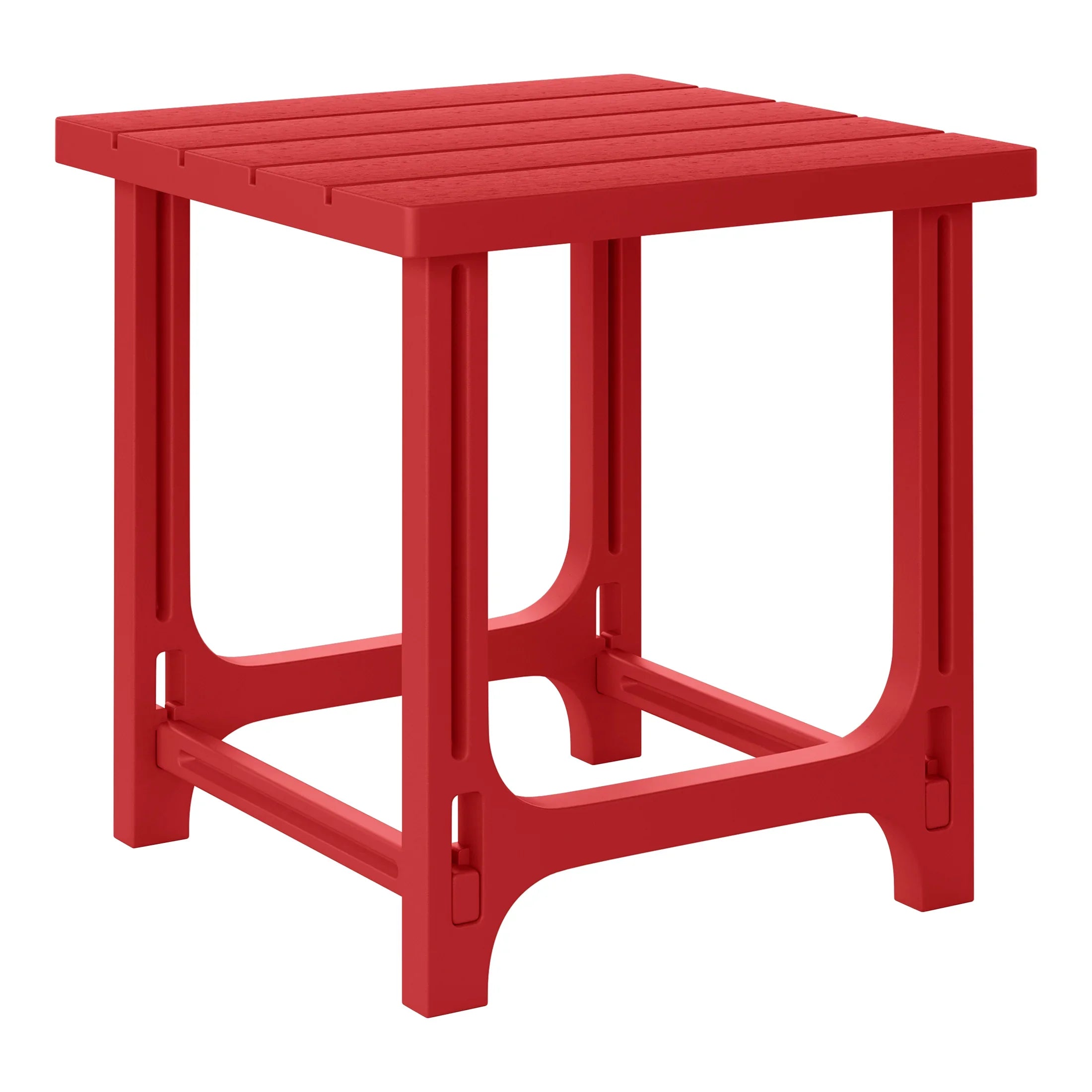 Cayman 3-Piece HDPE Plastic Adirondack Patio Chairs With 18" Square Side Table Set