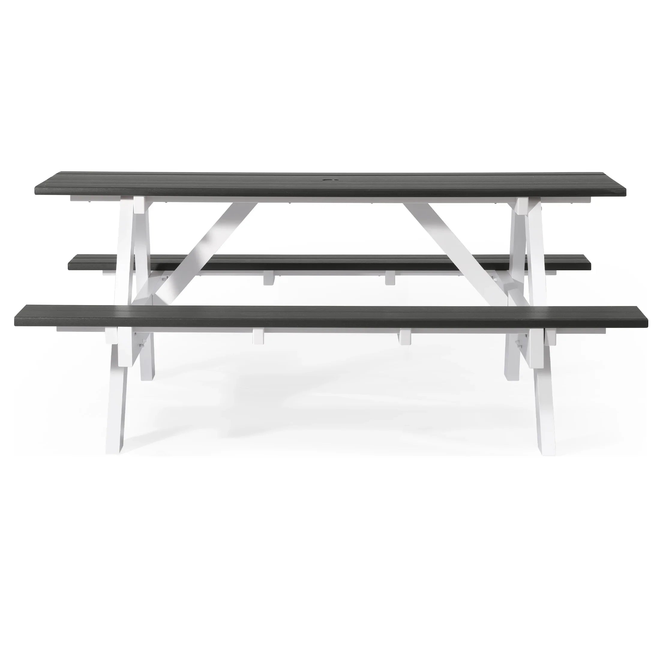 Macon Outdoor 70" HDPE Plastic Picnic Table Bench With Umbrella Hole