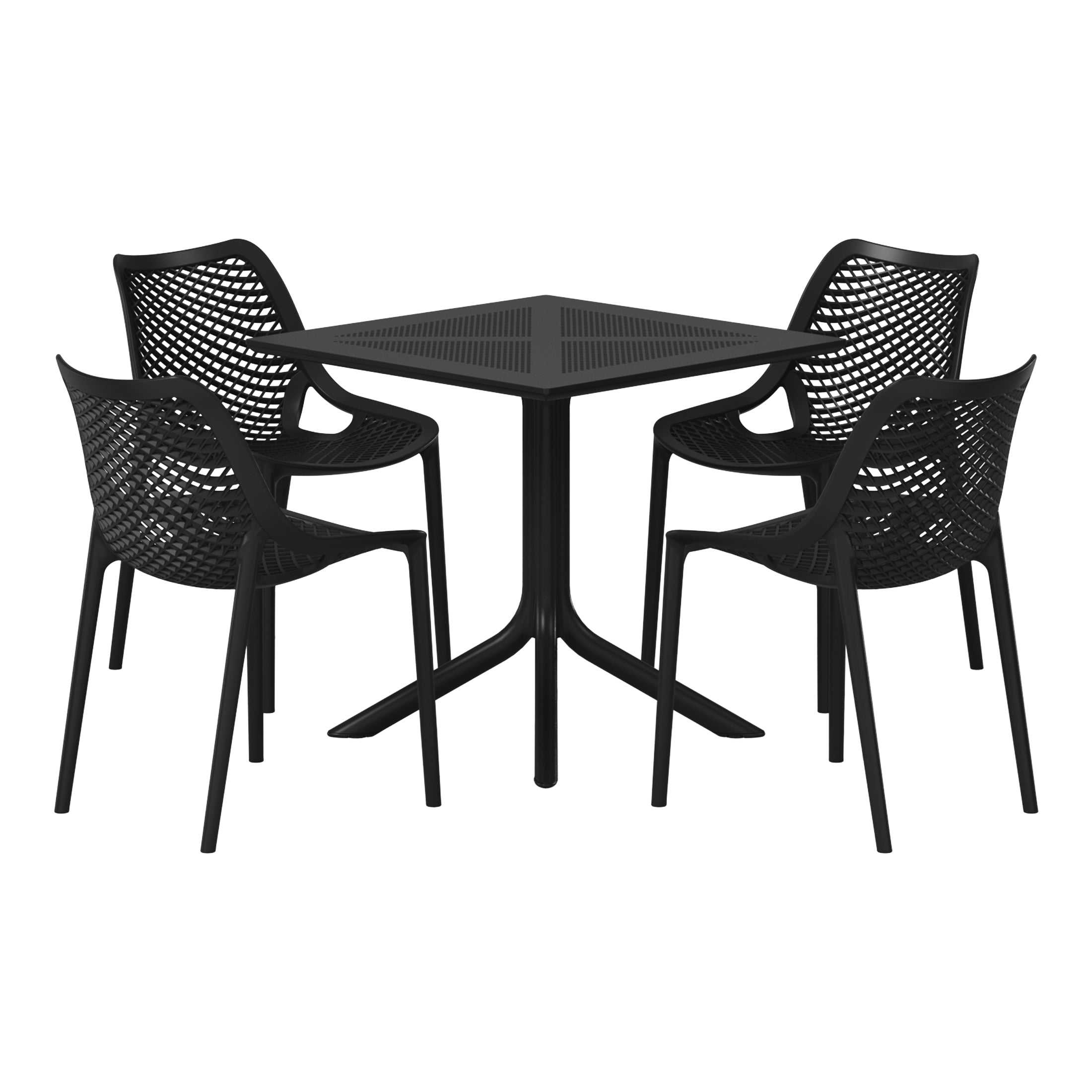 Sunshine 5-Piece Modern Square Patio Dining Table Set with Stackable Patio Dining Chairs
