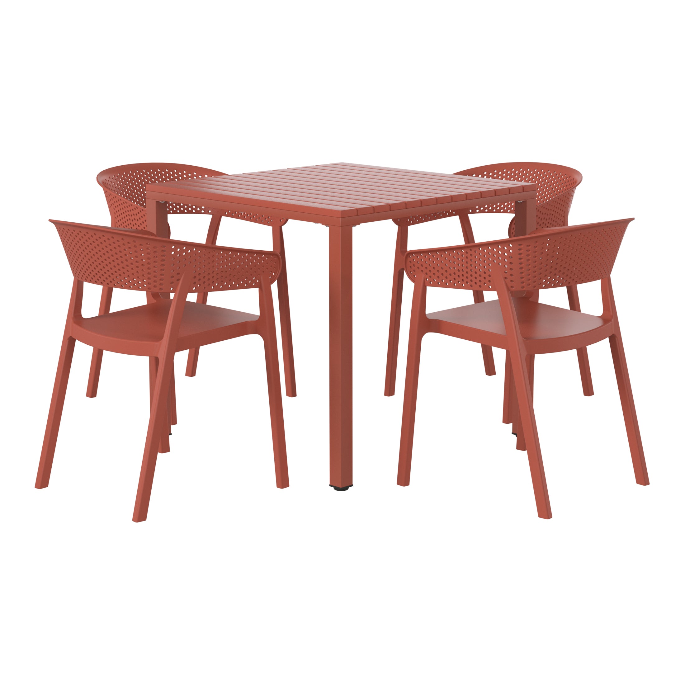 Sunshine 5-Piece Outdoor Metal Frame Square Dining Table Patio Set with Stackable Patio Dining Chairs