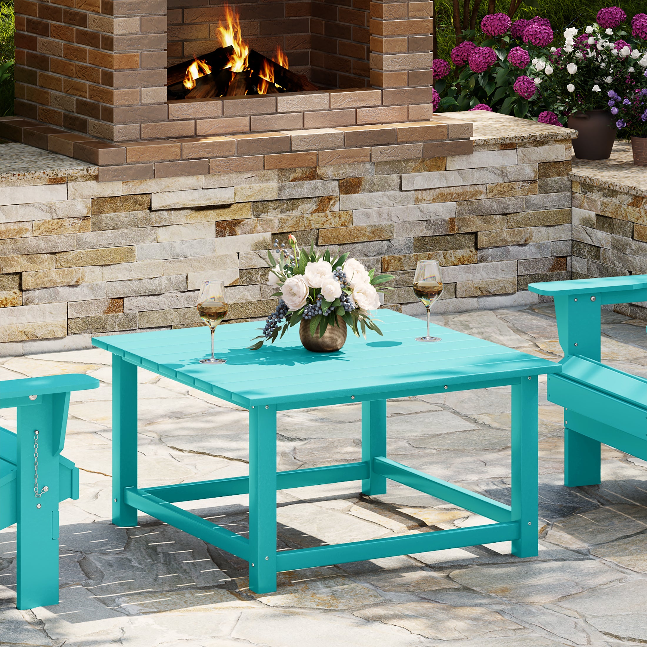 Paradise Low Outdoor HDPE Square Patio Coffee Table
