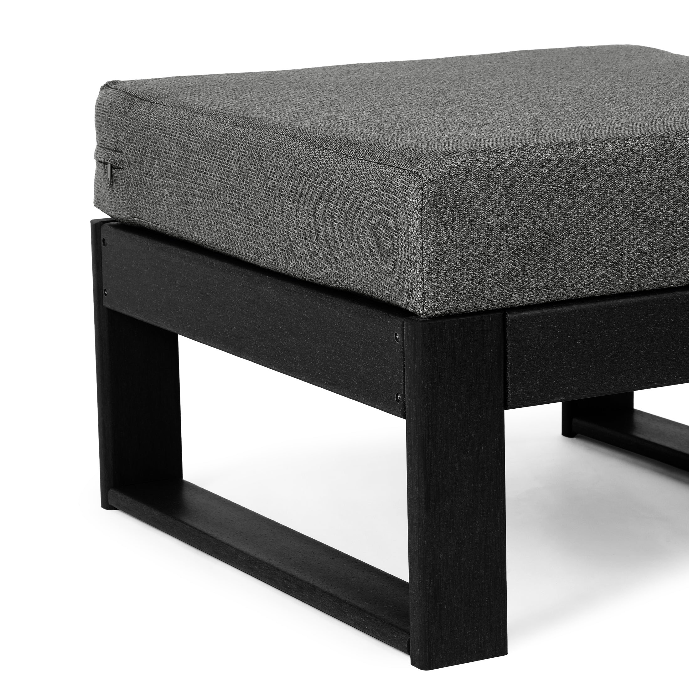 Rockaway Outdoor HDPE Patio Ottoman with Waterproof Olefin Cushions