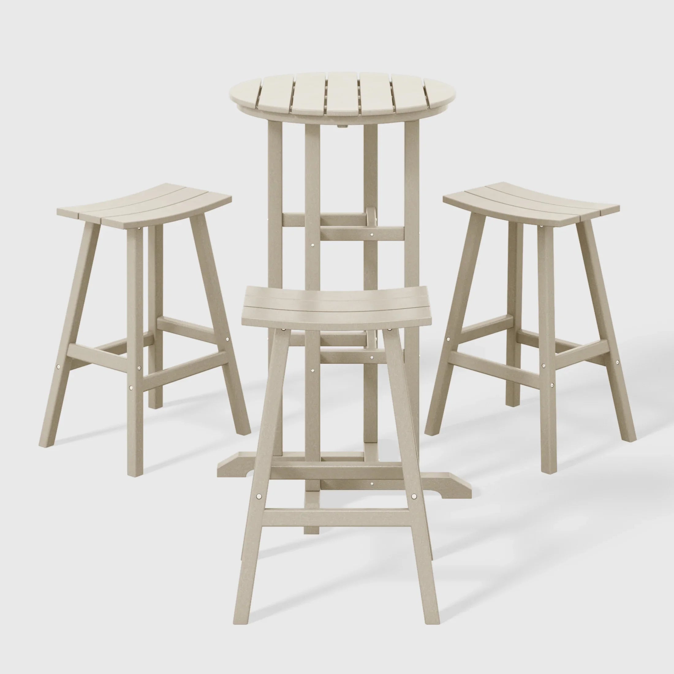 Paradise Outdoor Patio Bar Height Table and Bar Stool 4-Piece Dining Set