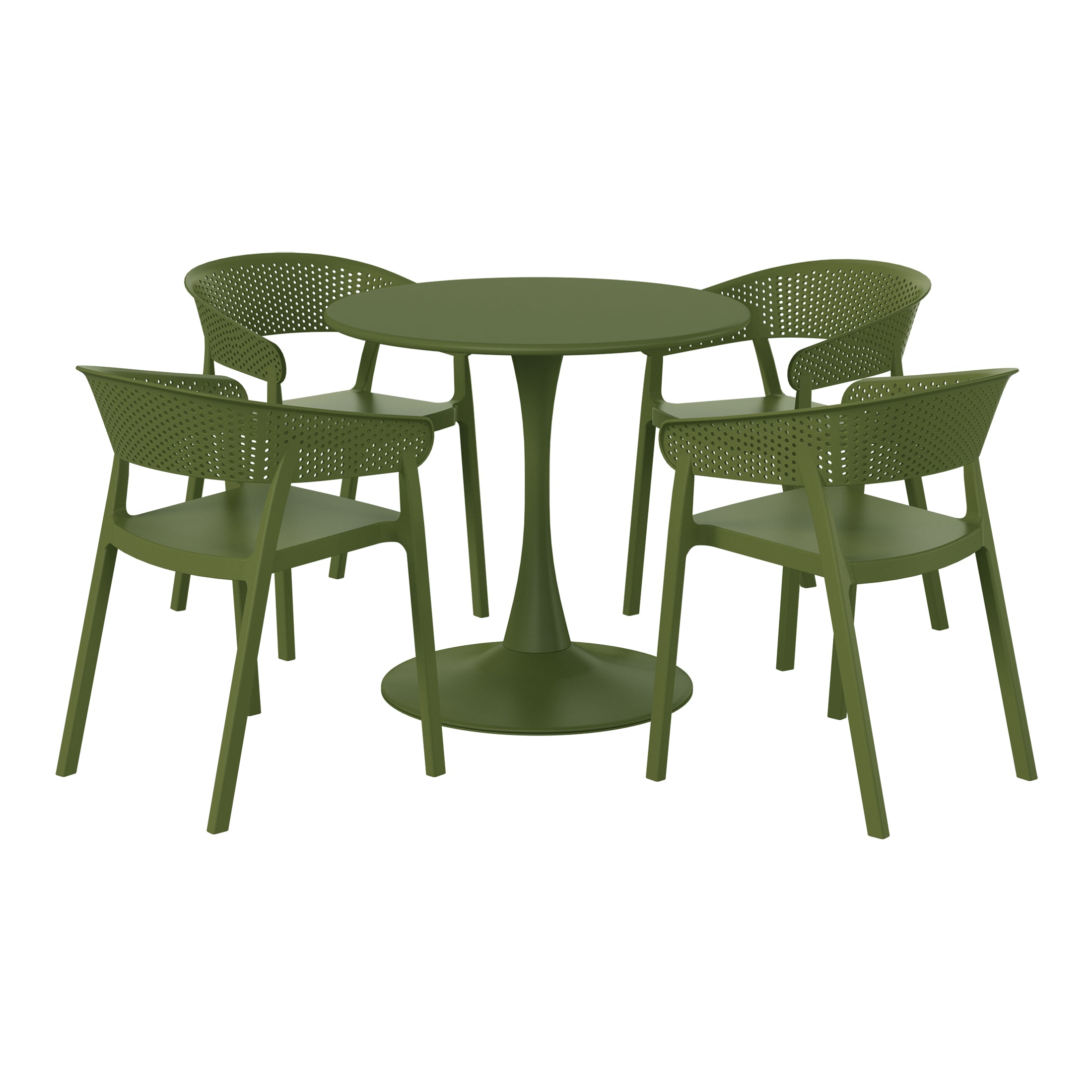 Sunshine 5-Piece Indoor Outdoor Metal Patio Dining Table Set With Stackable Patio Chairs