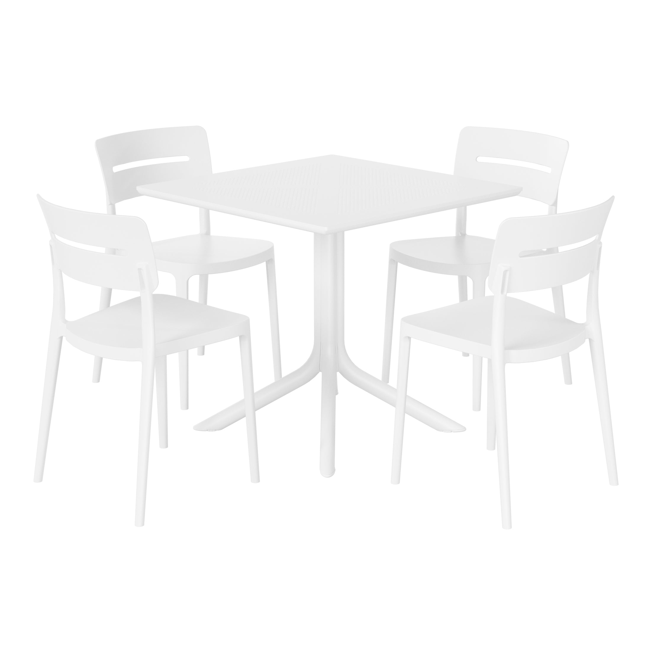 Sunshine Modern 5-Piece Resin Patio Dining Table Set with Stackable Patio Dining Chairs