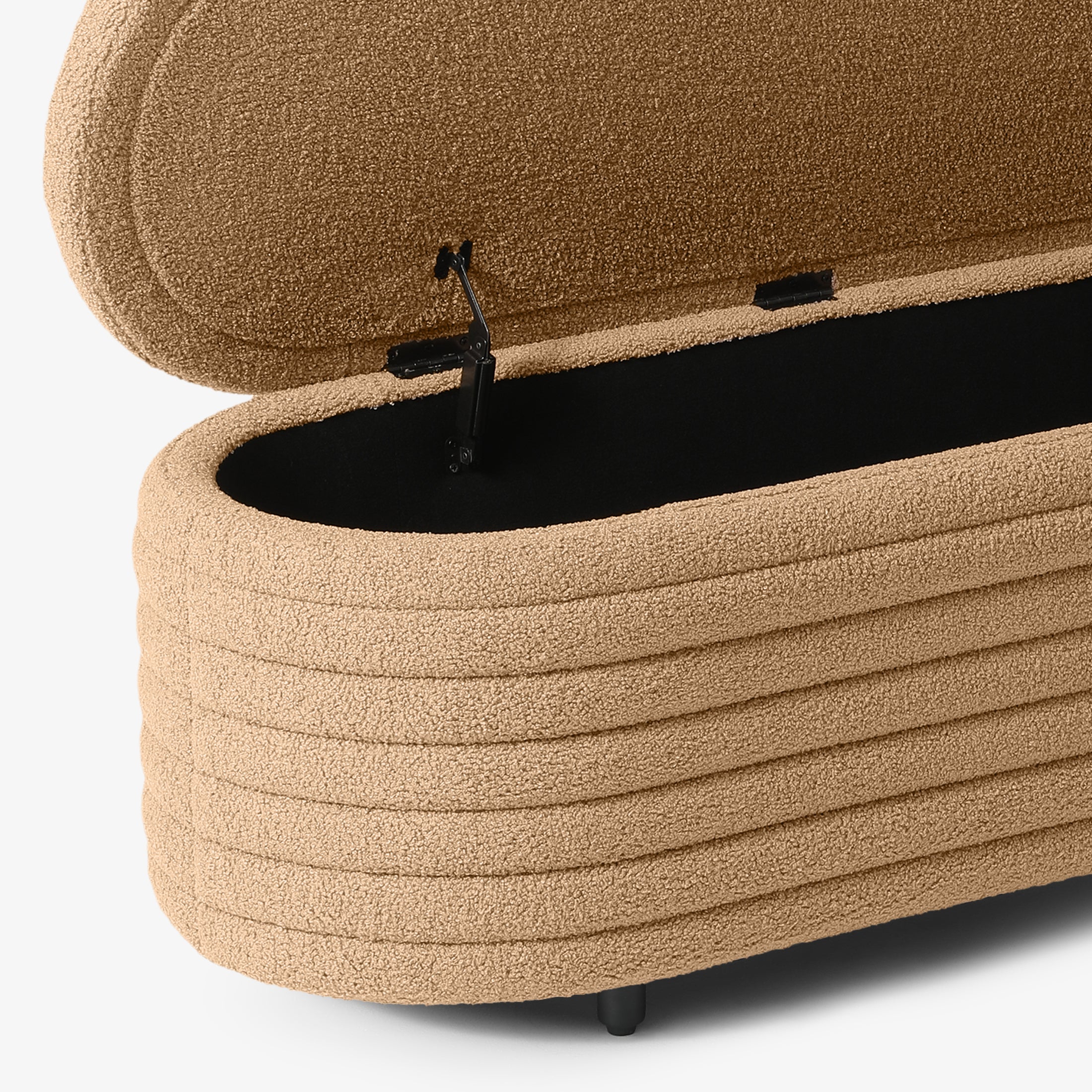 Celine 54" Wide Mid-Century Modern Upholstered Teddy Sherpa Tufted Oval Storage Ottoman Bench