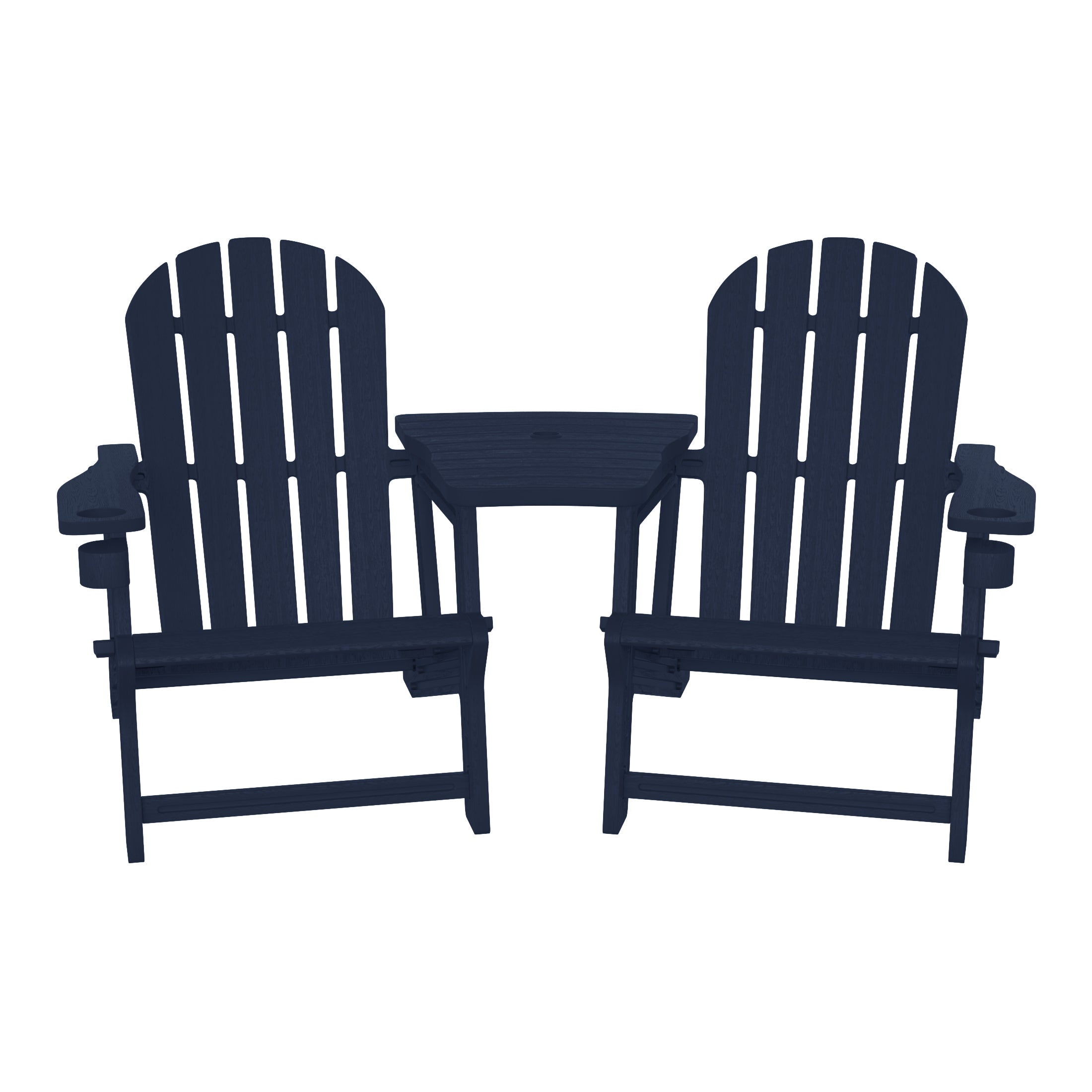 Cayman Outdoor HDPE Adirondack Chairs With Connecting Table Tray (Set of 2)