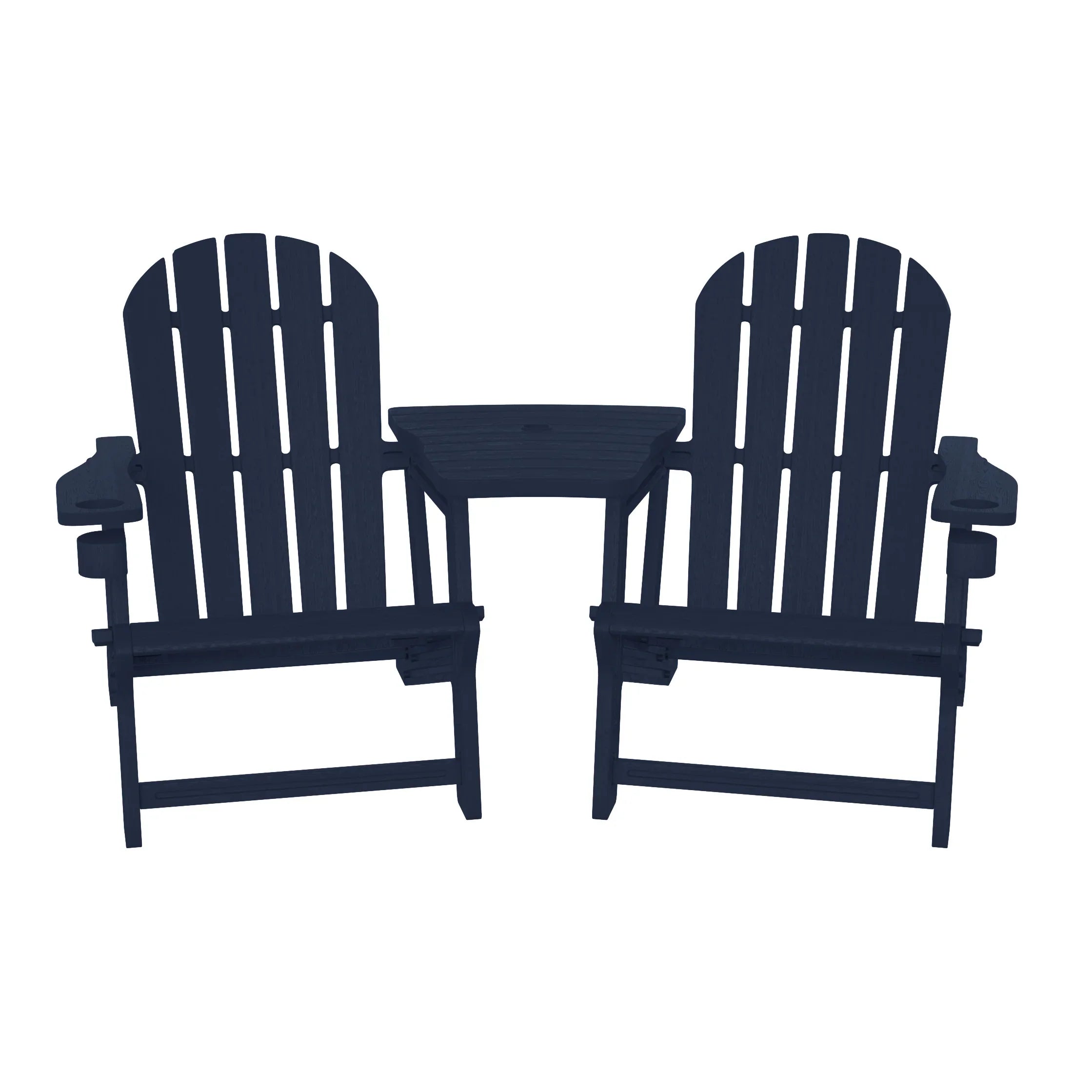 Cayman Outdoor HDPE Adirondack Chairs With Connecting Table Tray (Set of 2)