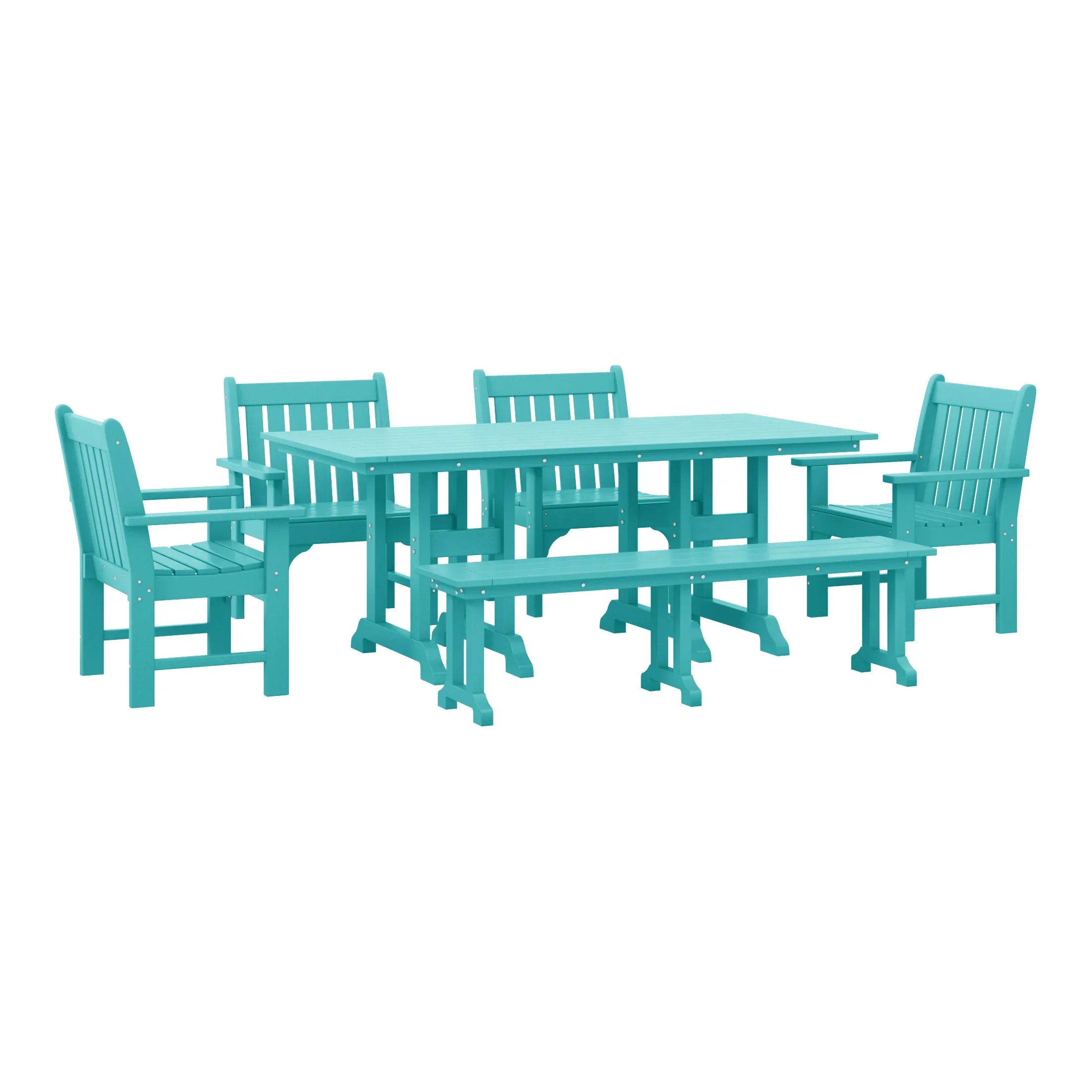 Paradise 6-Piece HDPE Outdoor Rectangle Dining Patio Table and Chairs Set