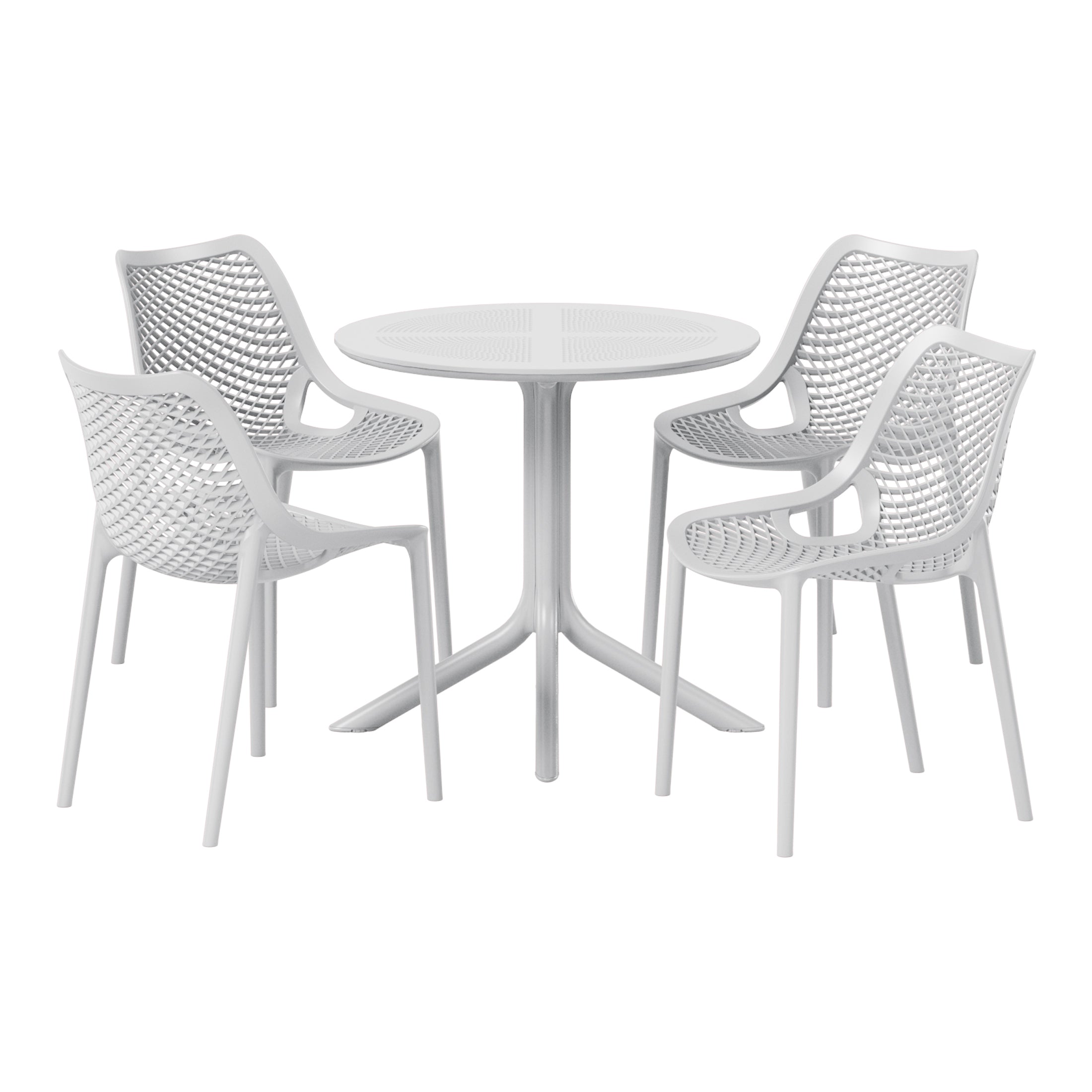 Sunshine 5-Piece Modern Round Patio Dining Table Set with Stackable Patio Dining Chairs