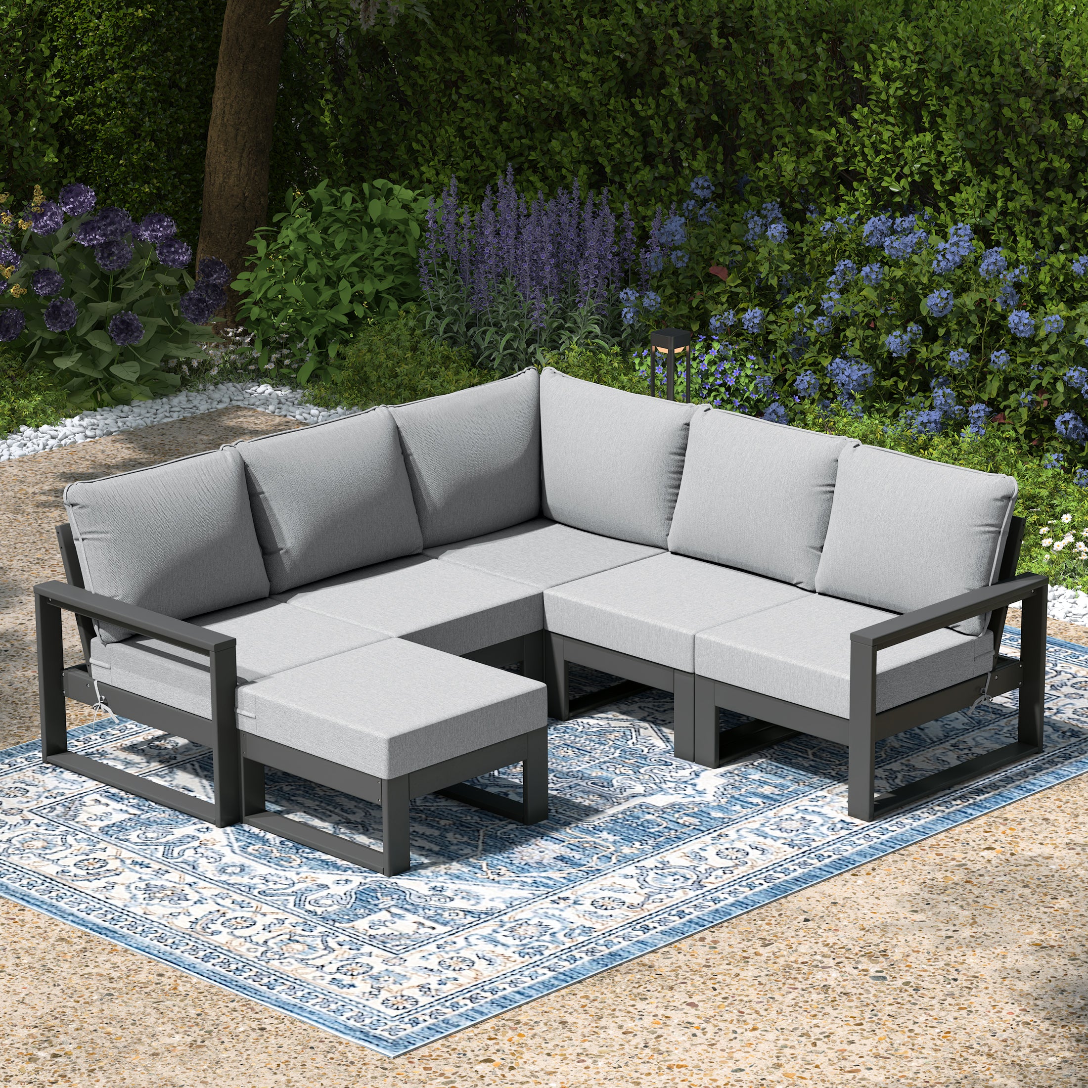 Rockaway 6-Piece Outdoor Patio Corner Sectional Sofa Conversation Set