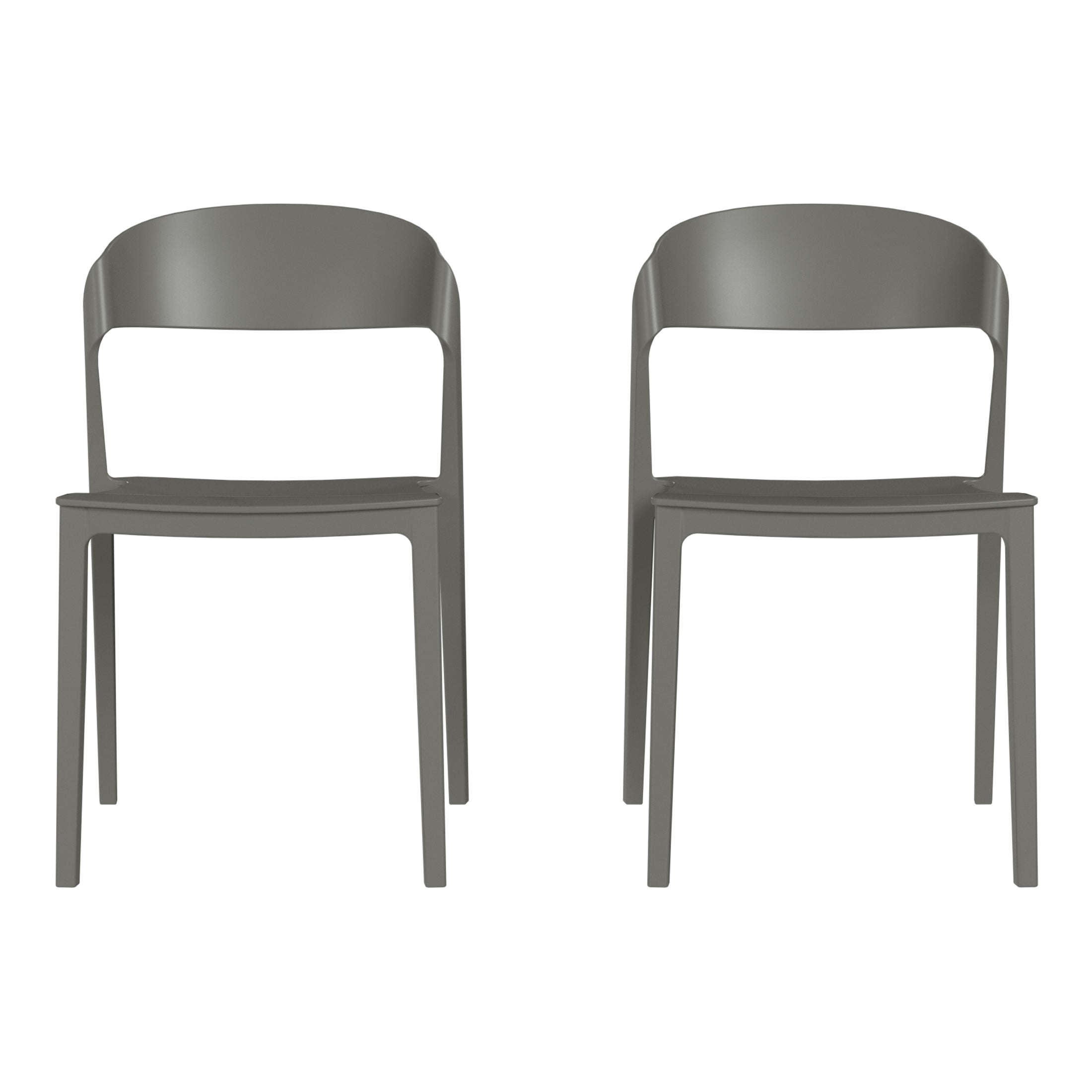 Sunshine Outdoor Modern Stackable Plastic Patio Bistro Dining Side Chairs (Set of 2)