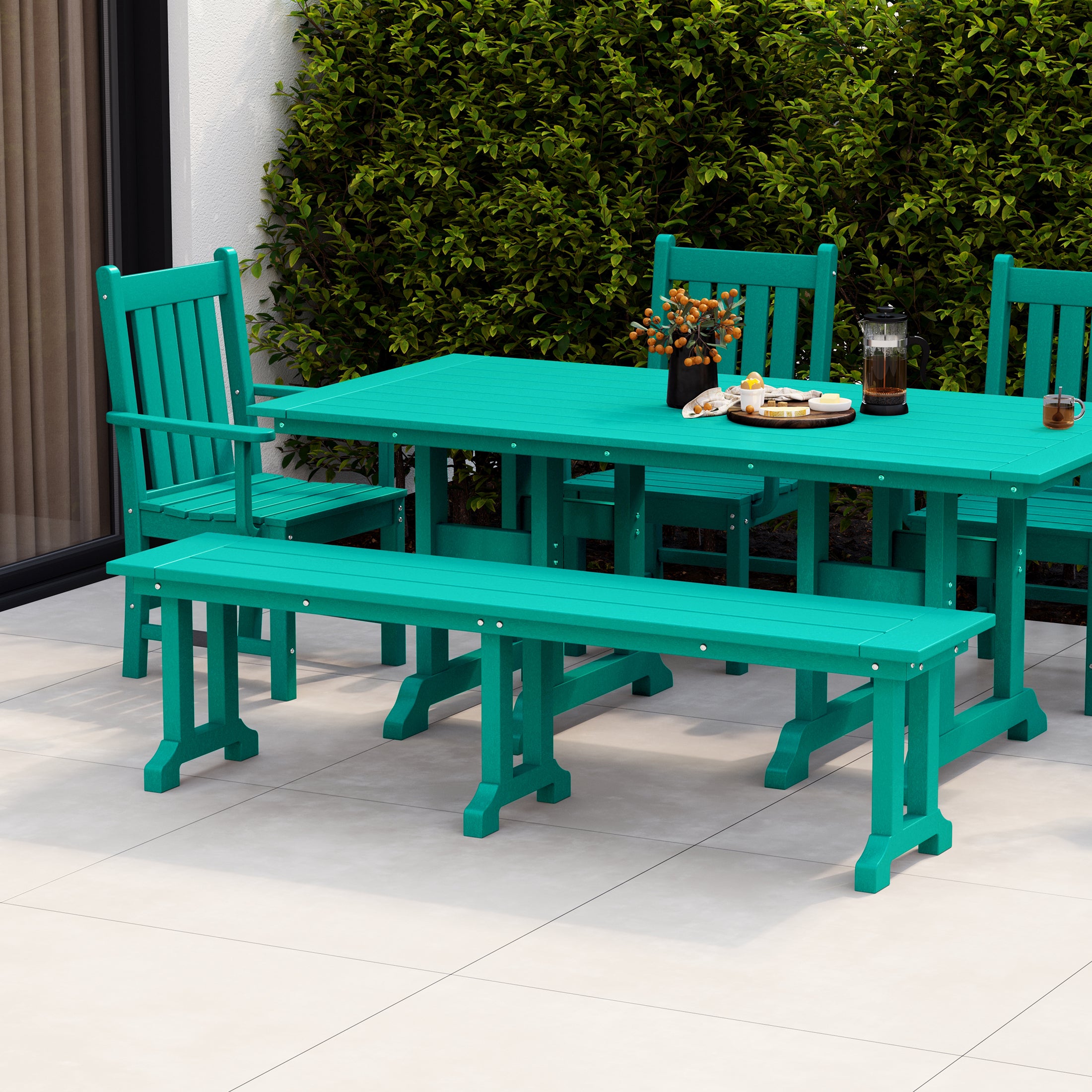 Paradise 65" Outdoor Patio Trestle Dining Bench