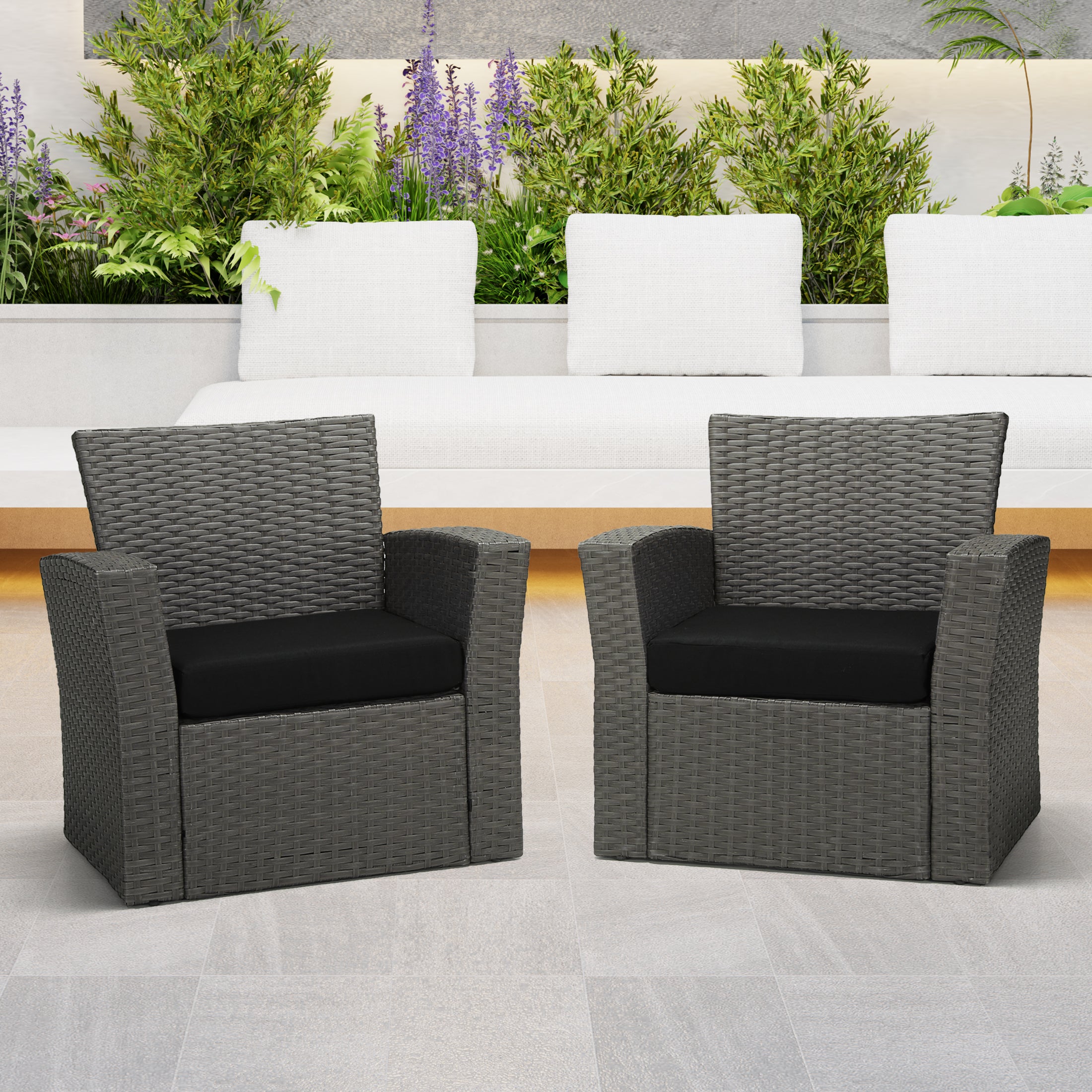 Harmony Outdoor Patio Furniture Seat Chair Square Cushions Set of 2, 20" x 19"