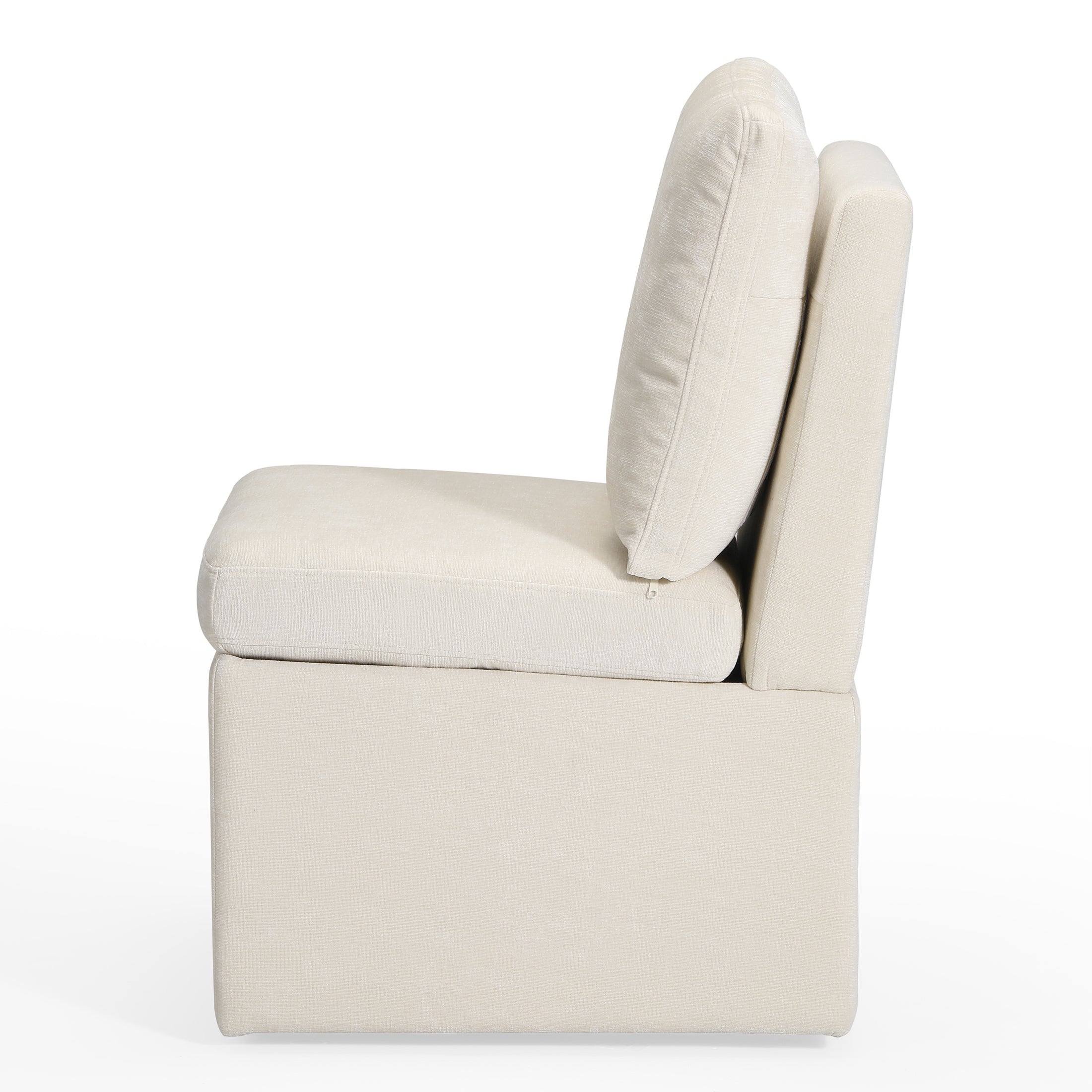 Danburry Modern Upholstered Chenille Armless Dining Chairs With Casters