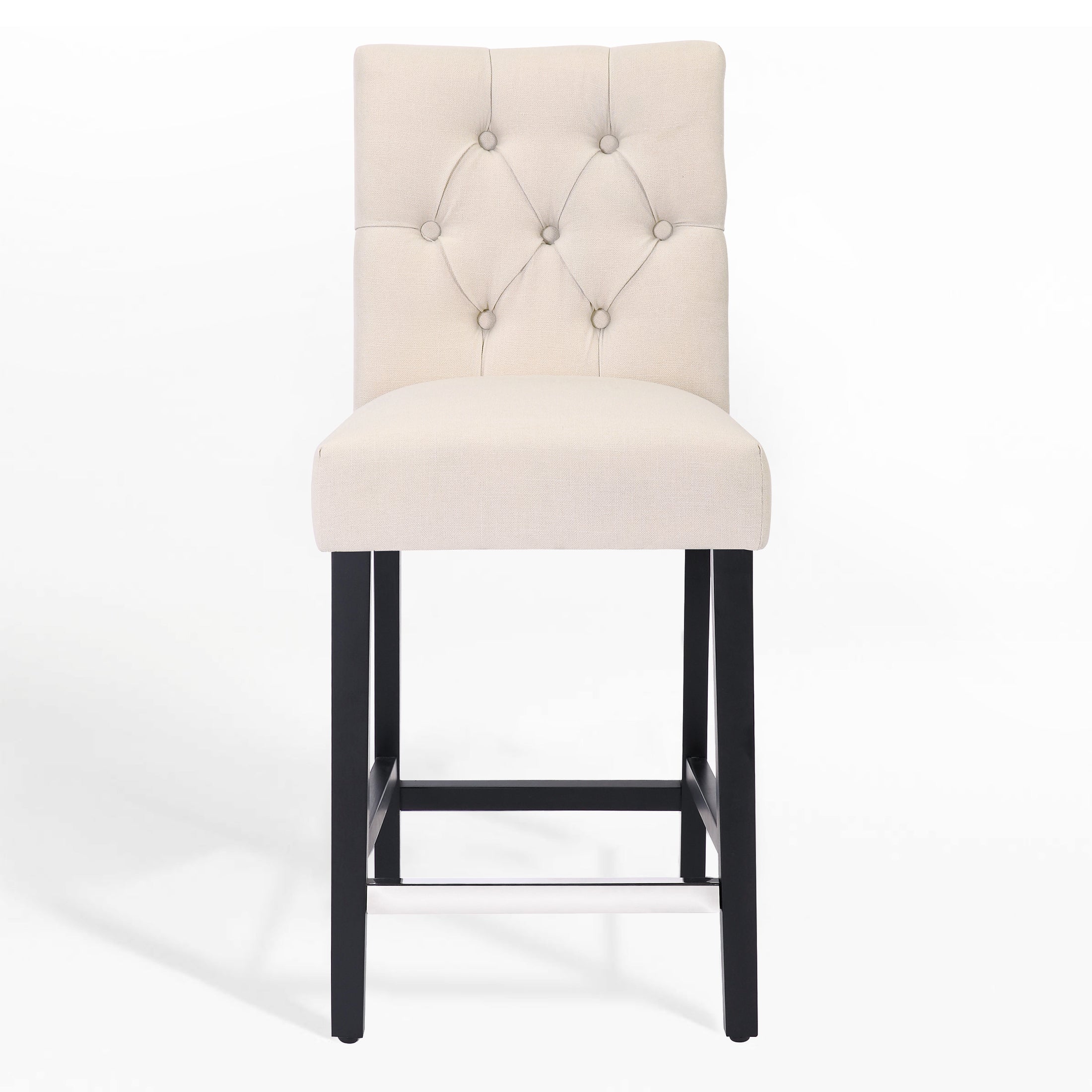 Bellmount 24" Linen Fabric Tufted Counter Stool,Black