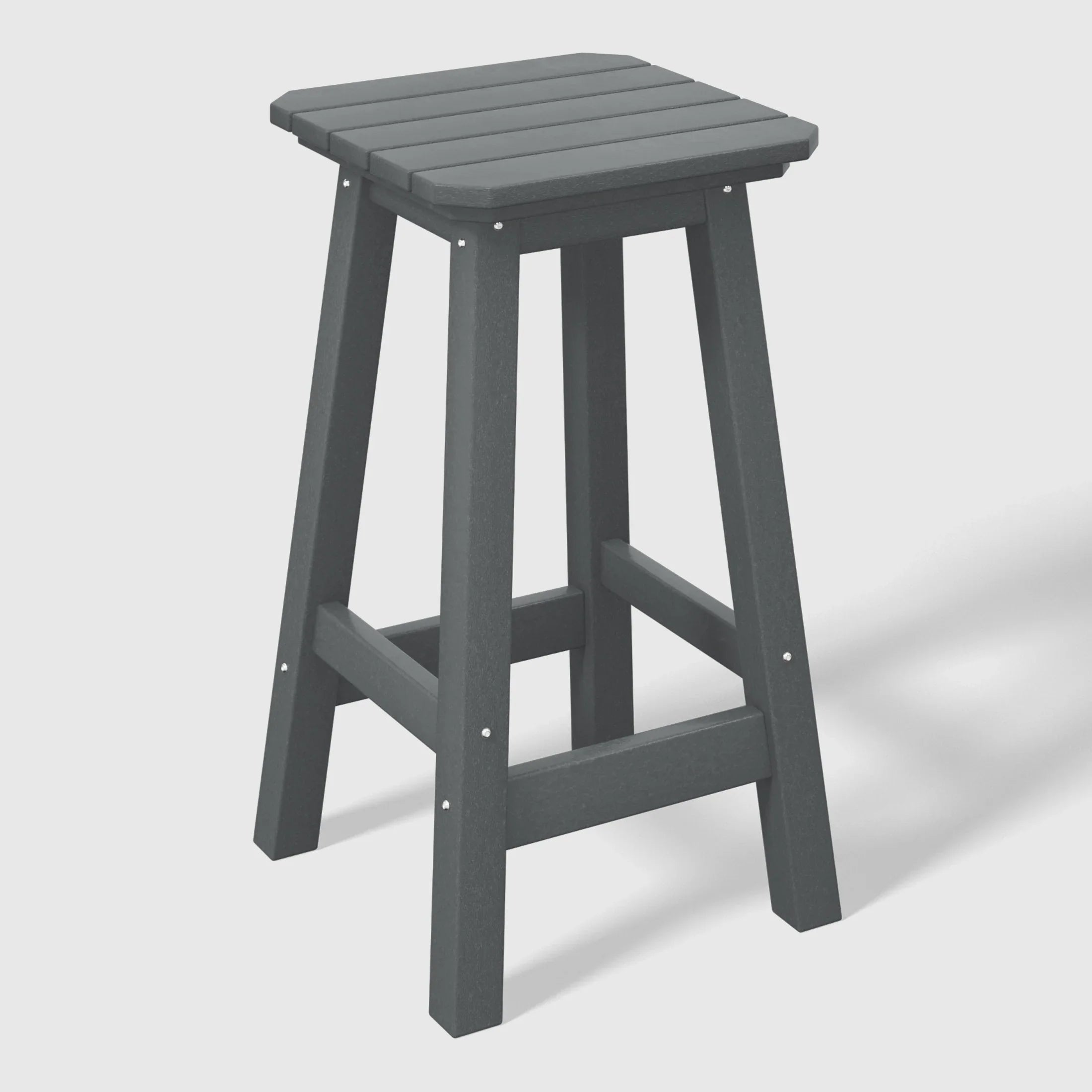 Paradise 24" HDPE Outdoor Patio Counter High Backless Square Bar Stools Set of Three
