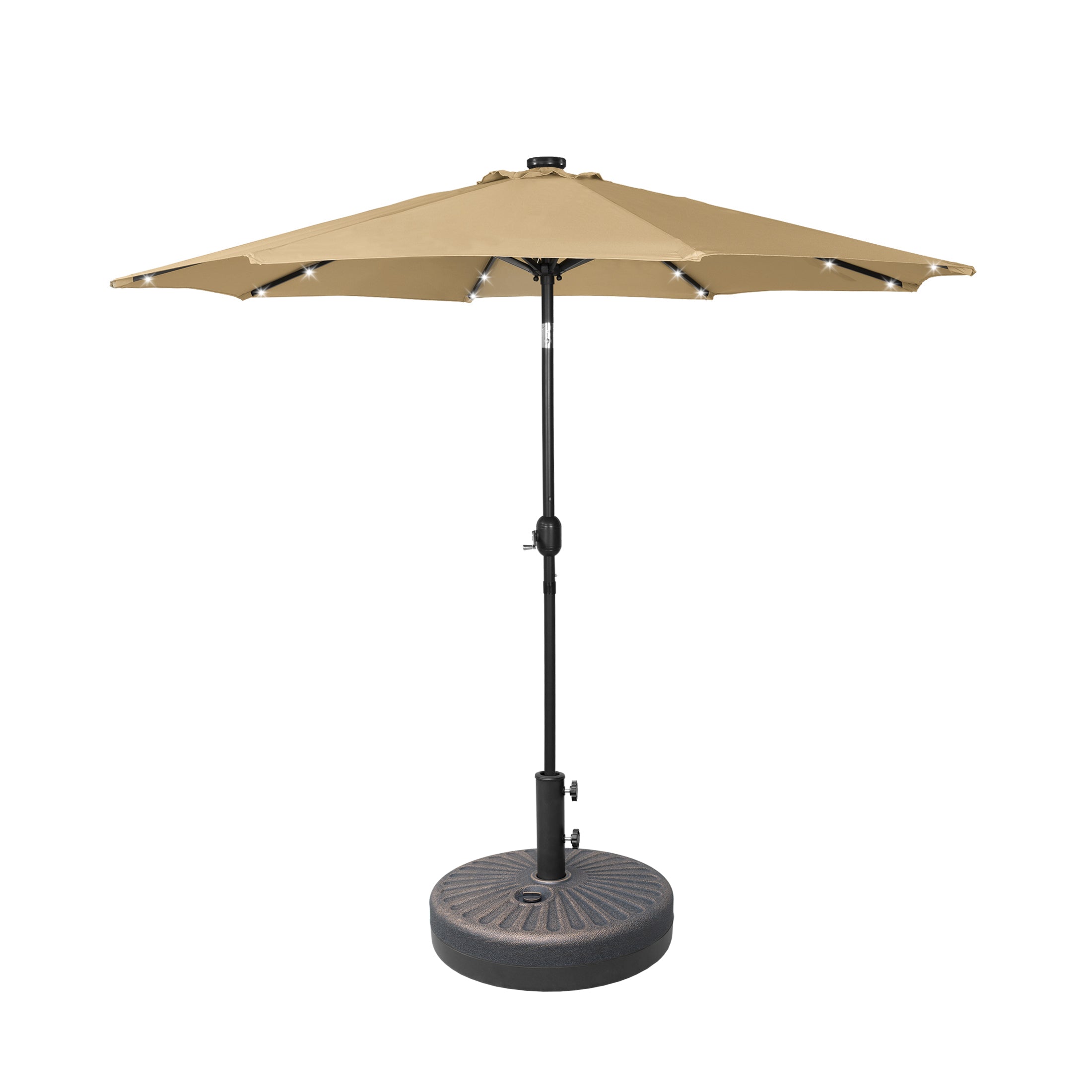 Westlake 9 ft. Patio Solar LED Market Patio Umbrella with Base