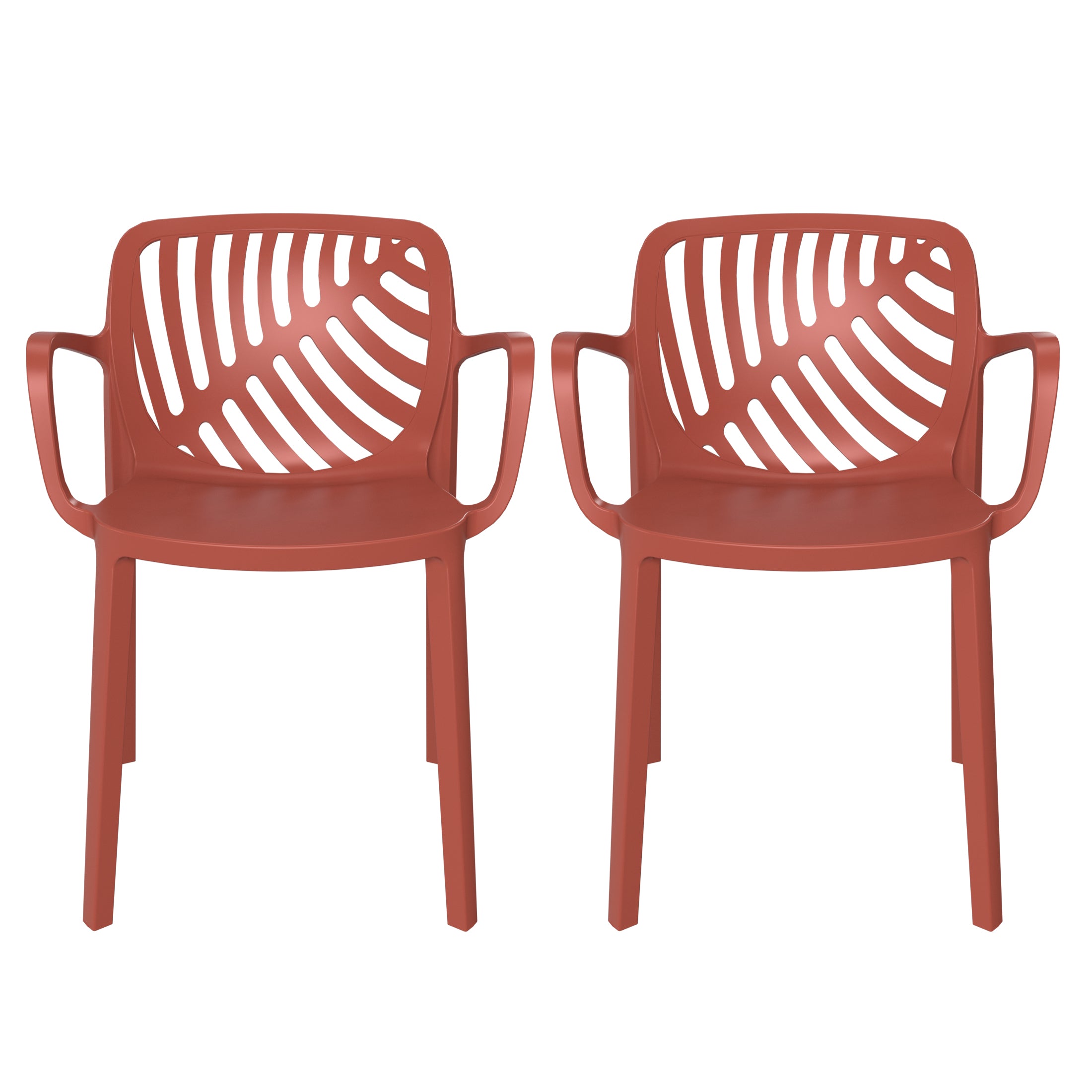 Sunshine Outdoor Modern Stackable Patio Dining Armchairs (Set of 2)