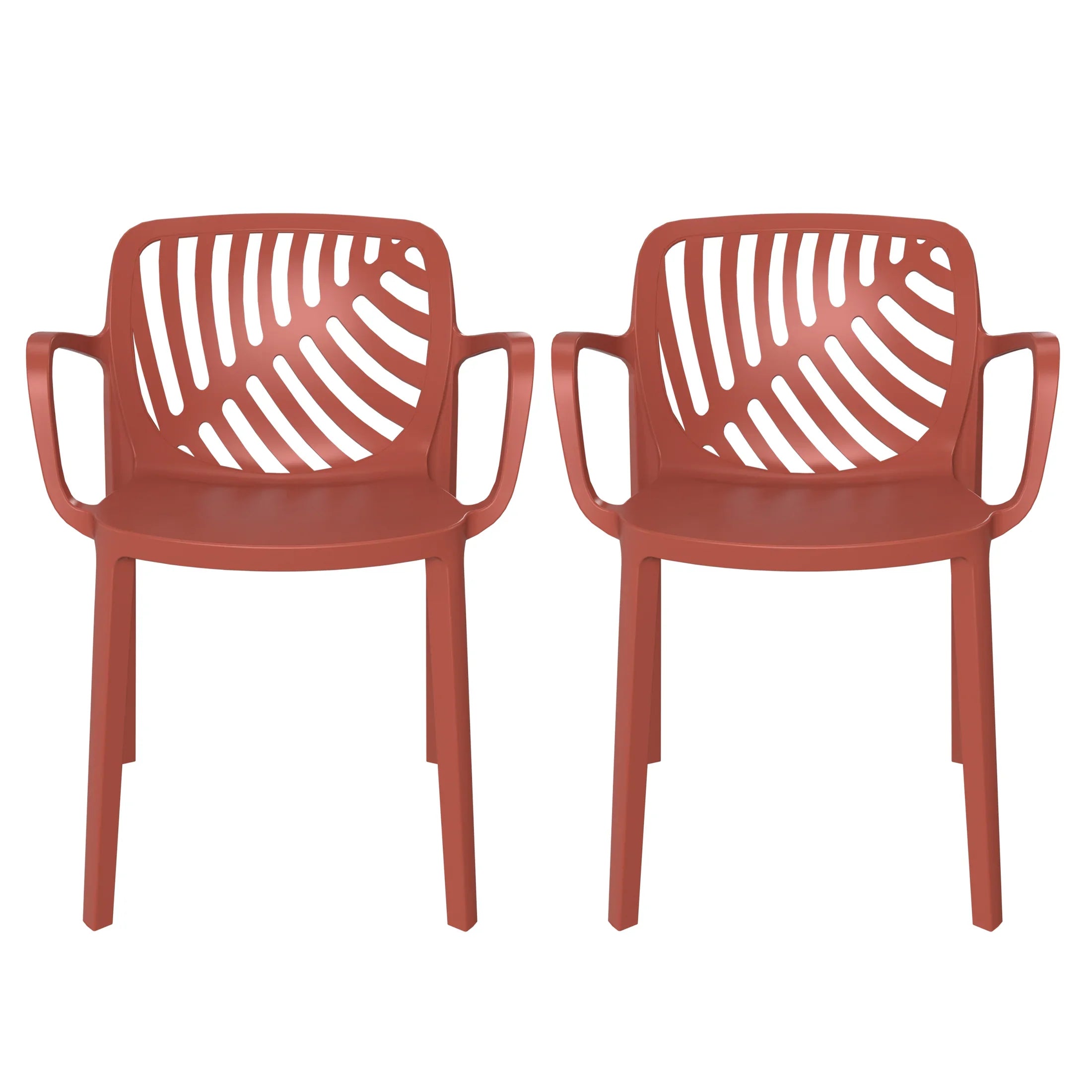 Sunshine Outdoor Modern Stackable Patio Dining Armchairs (Set of 2)