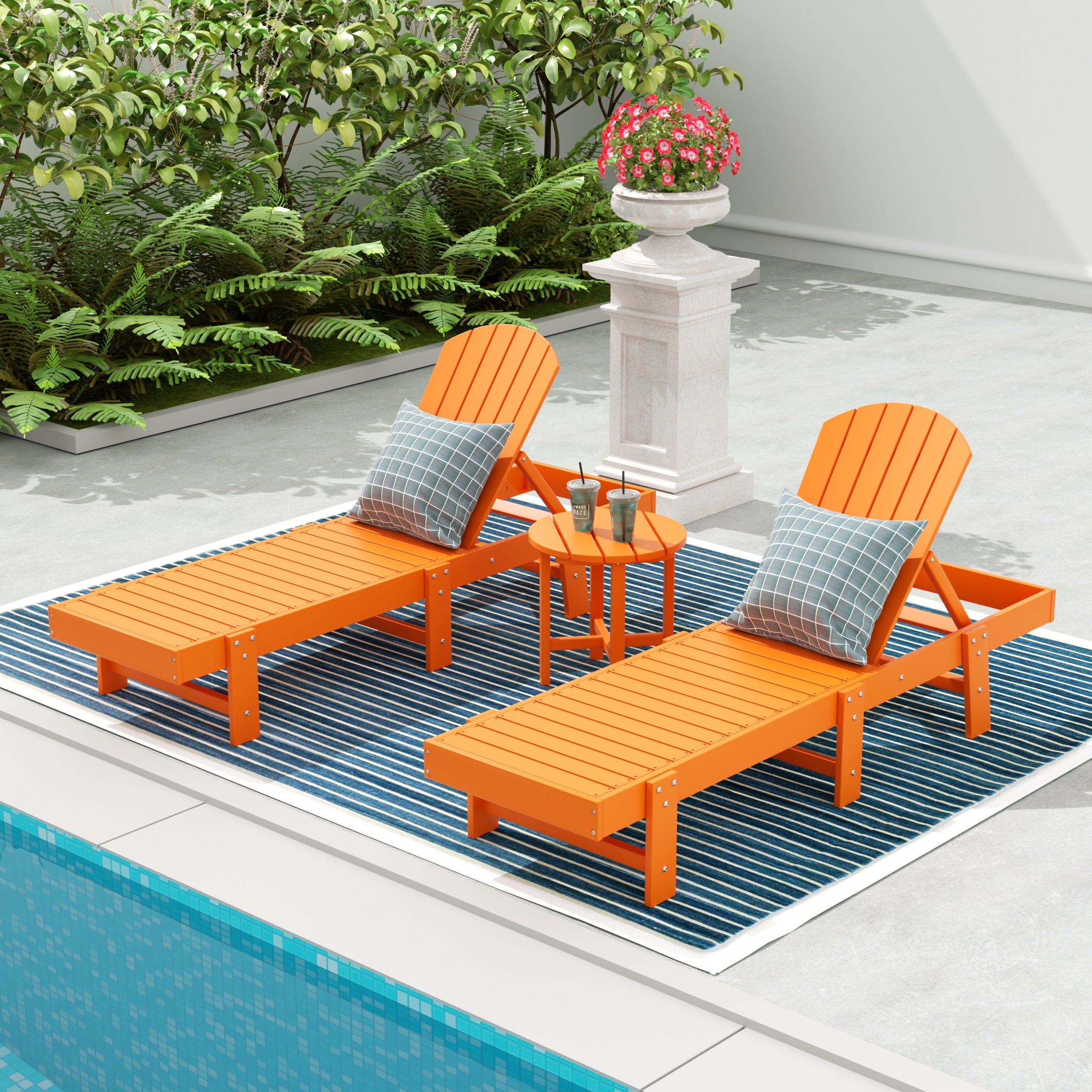 Portside 3 Piece Adirondack Poly Reclining Chaise Lounge