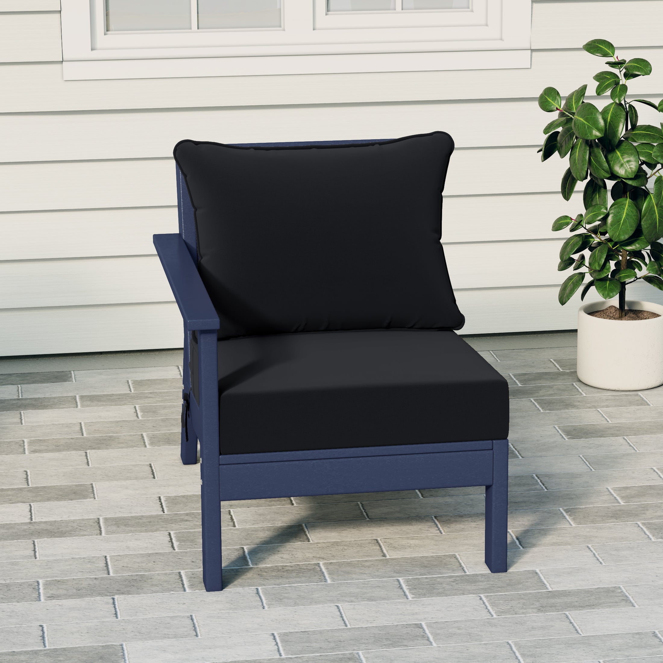Portsmouth Outdoor Patio HDPE Left Arm Sectional Corner Club Chair with Patio Cushions