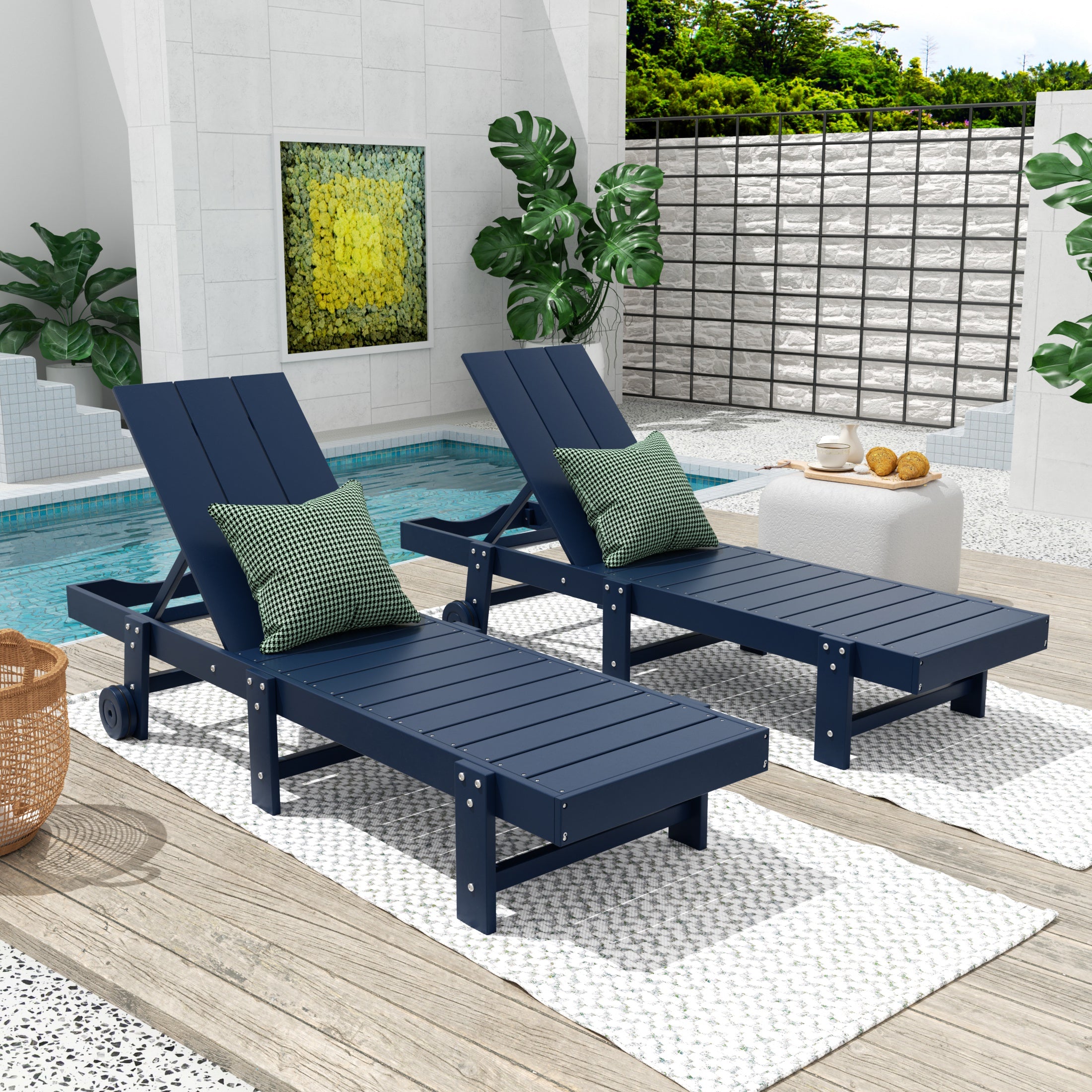 Palms Modern Poly Reclining Chaise Lounge With Wheels
