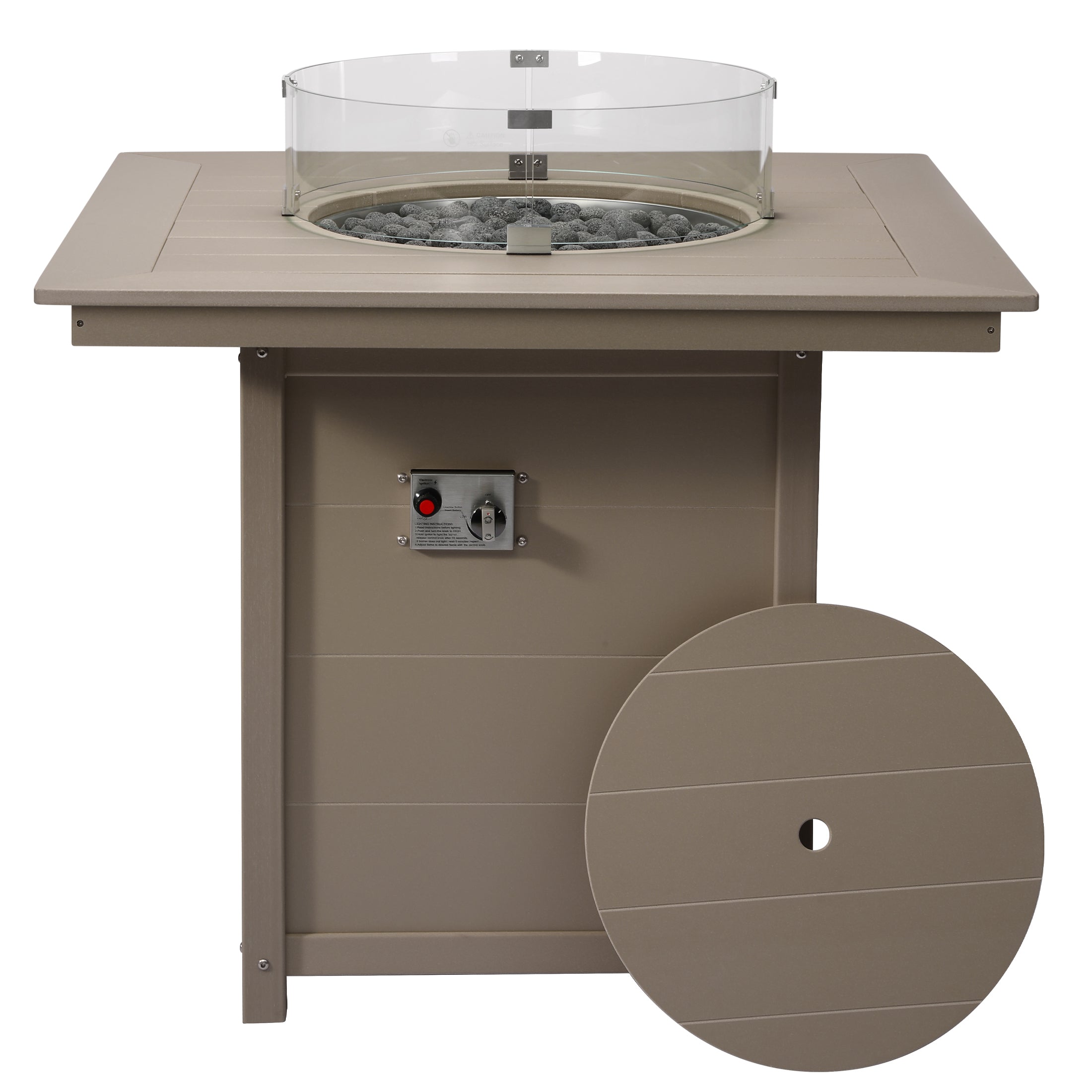 Sol 42" Modern Outdoor Patio Gas Propane Square Fire Pit Table
