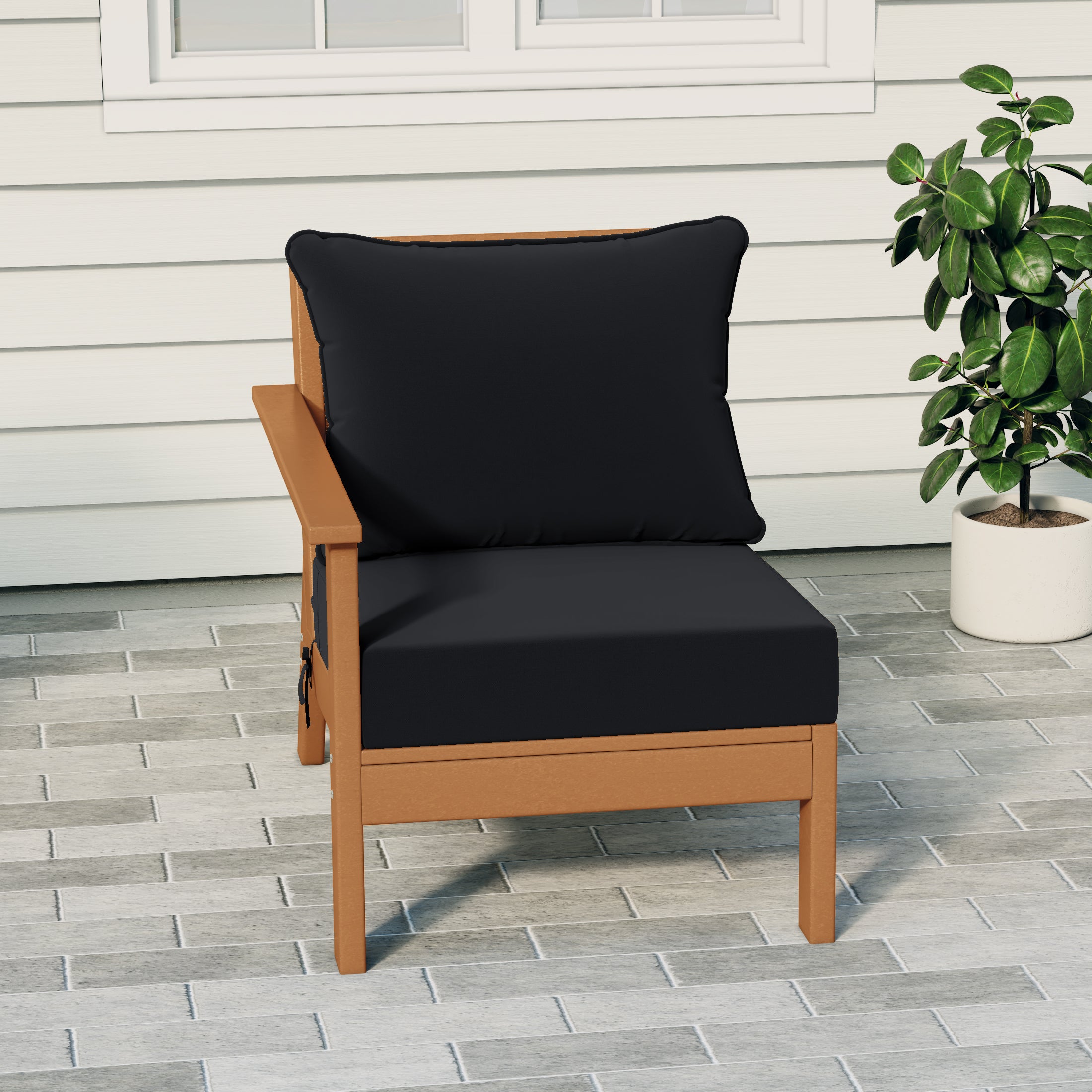 Portsmouth Outdoor Patio HDPE Left Arm Sectional Corner Club Chair with Patio Cushions