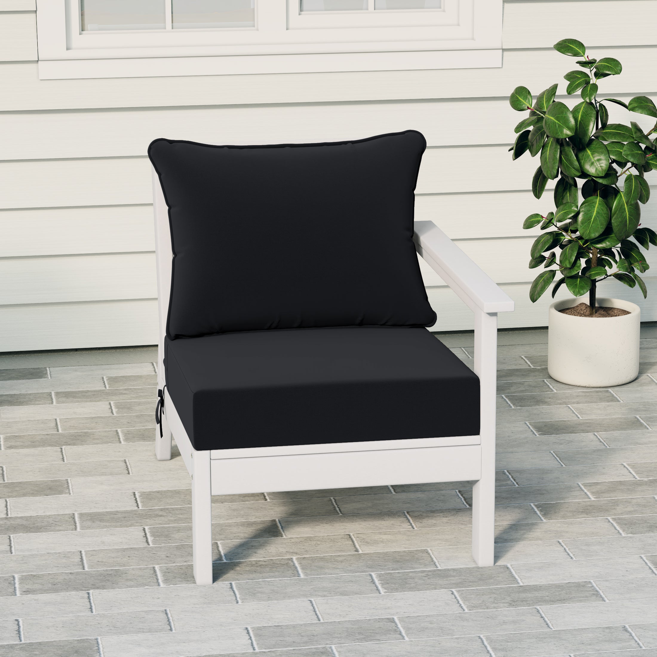 Portsmouth Outdoor Patio HDPE Right Arm Sectional Corner Club Chair with Patio Cushions