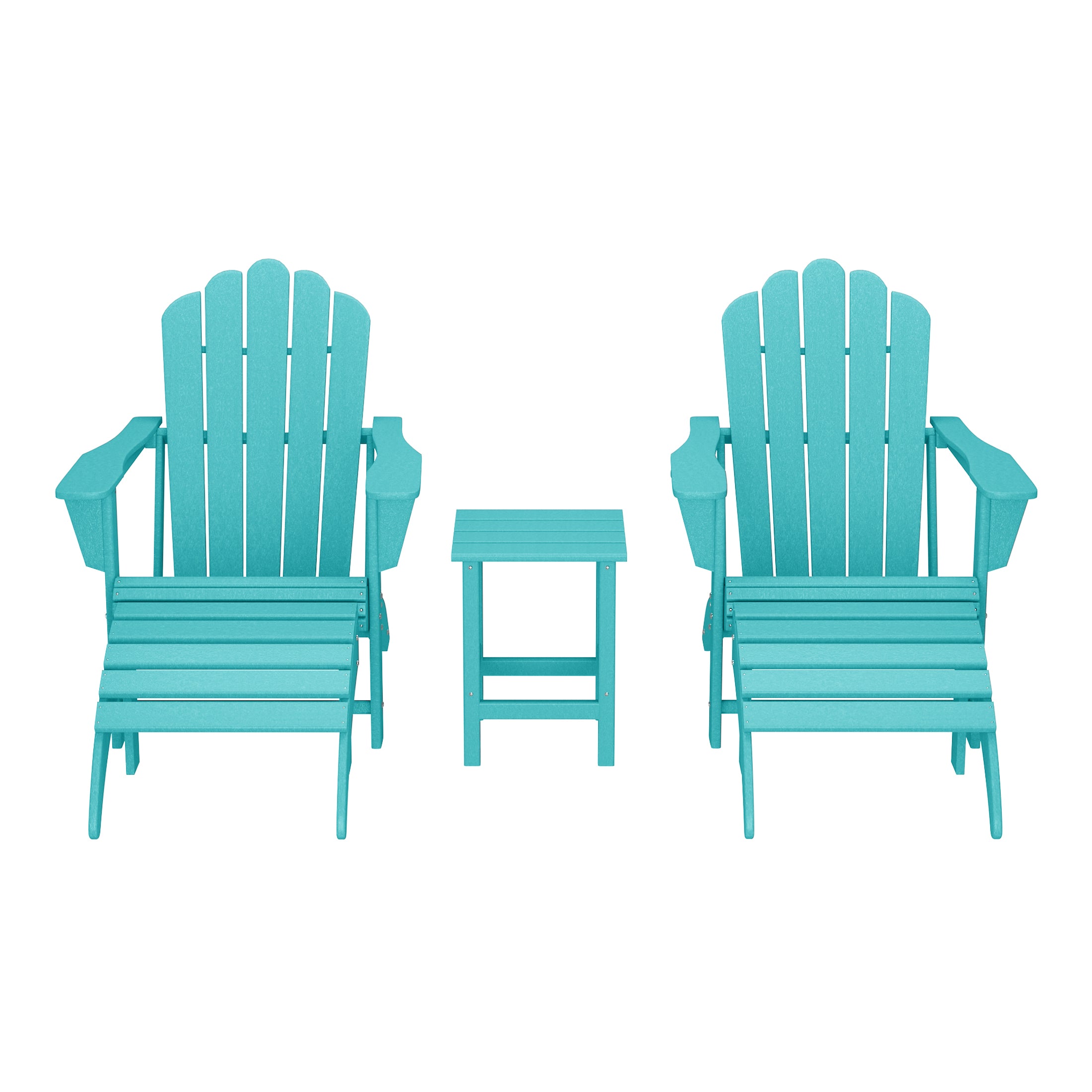 Lakeview 5-Piece Adirondack Chair with Folding Ottoman and Table Set