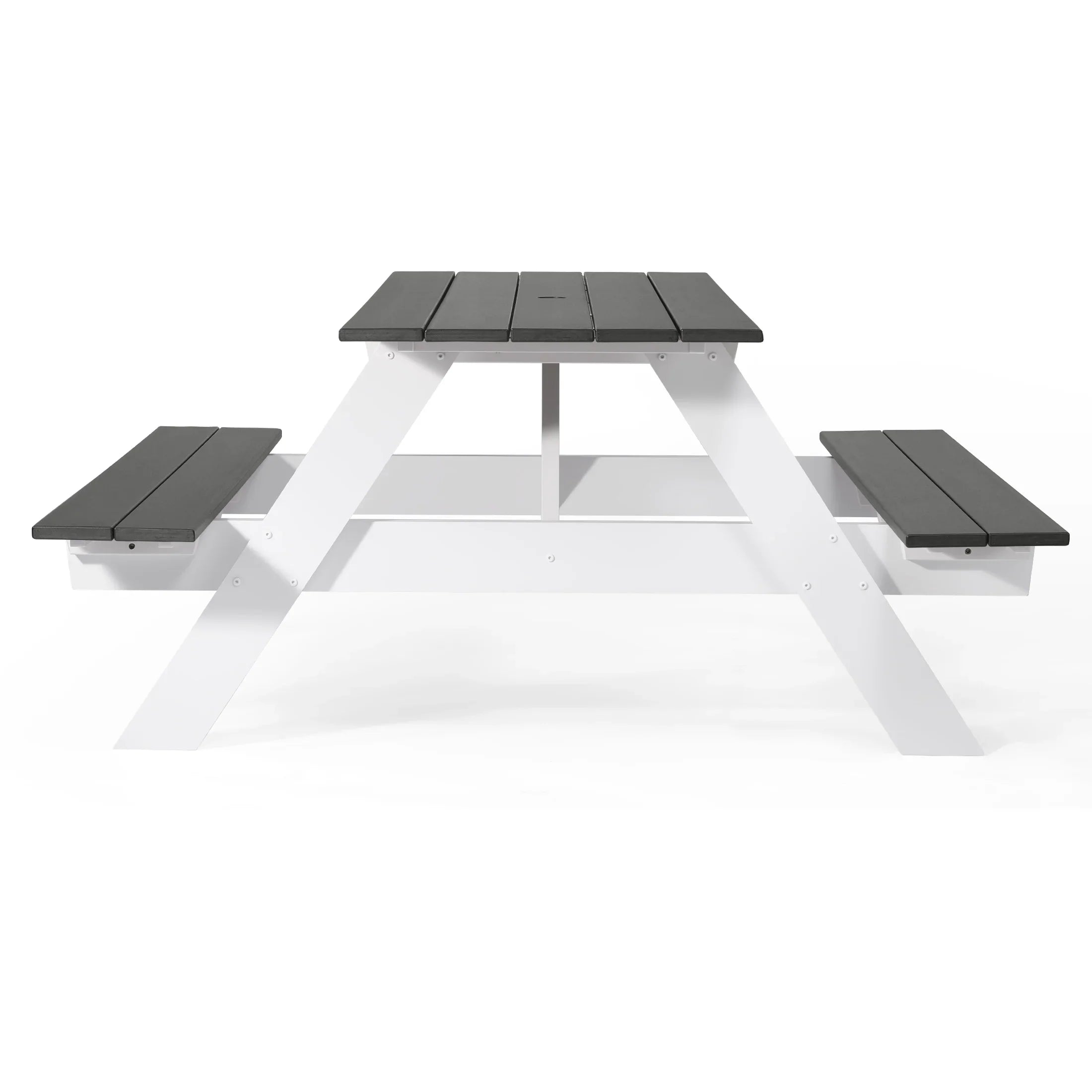 Macon Outdoor 70" HDPE Plastic Picnic Table Bench With Umbrella Hole
