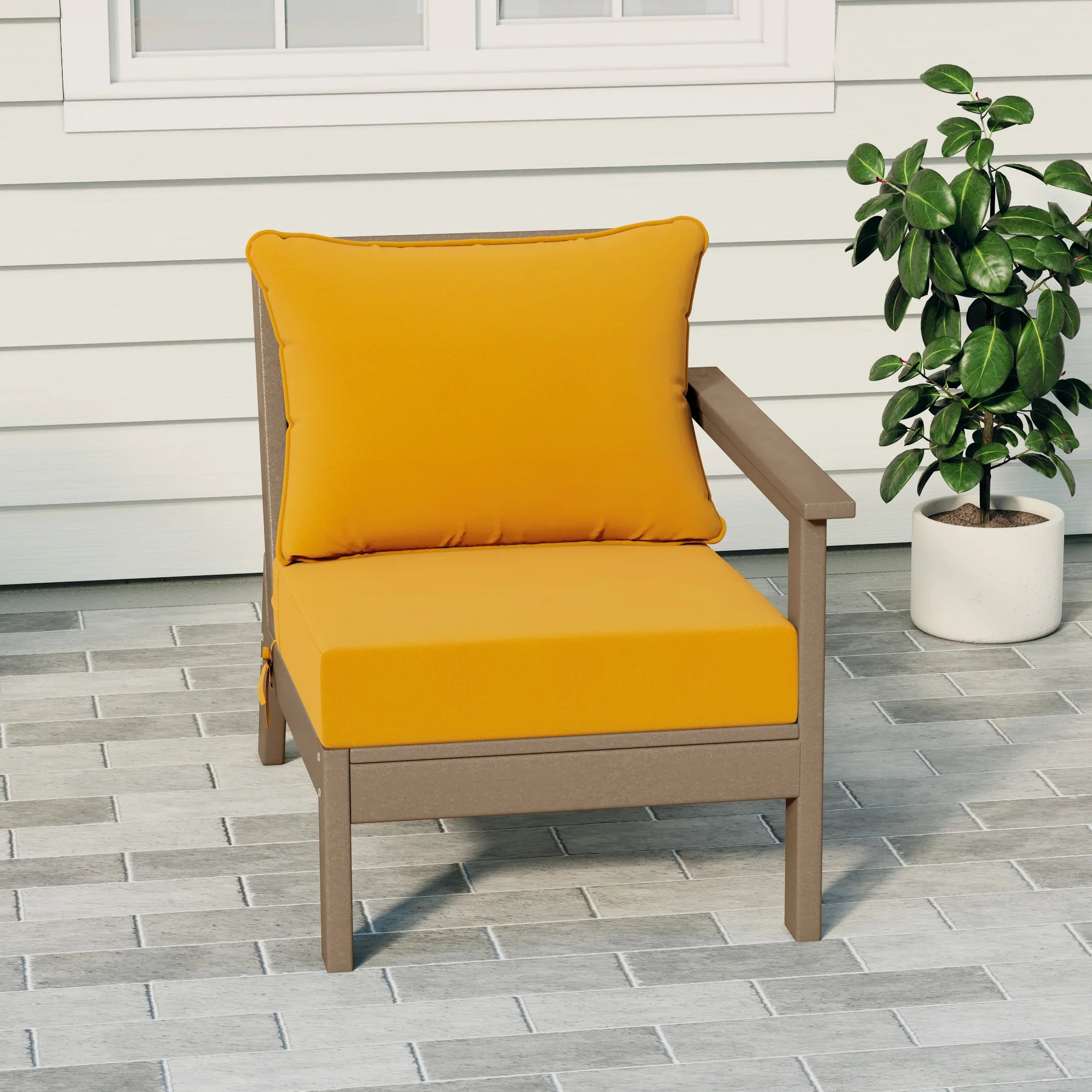 Portsmouth Outdoor Patio HDPE Right Arm Sectional Corner Club Chair with Patio Cushions